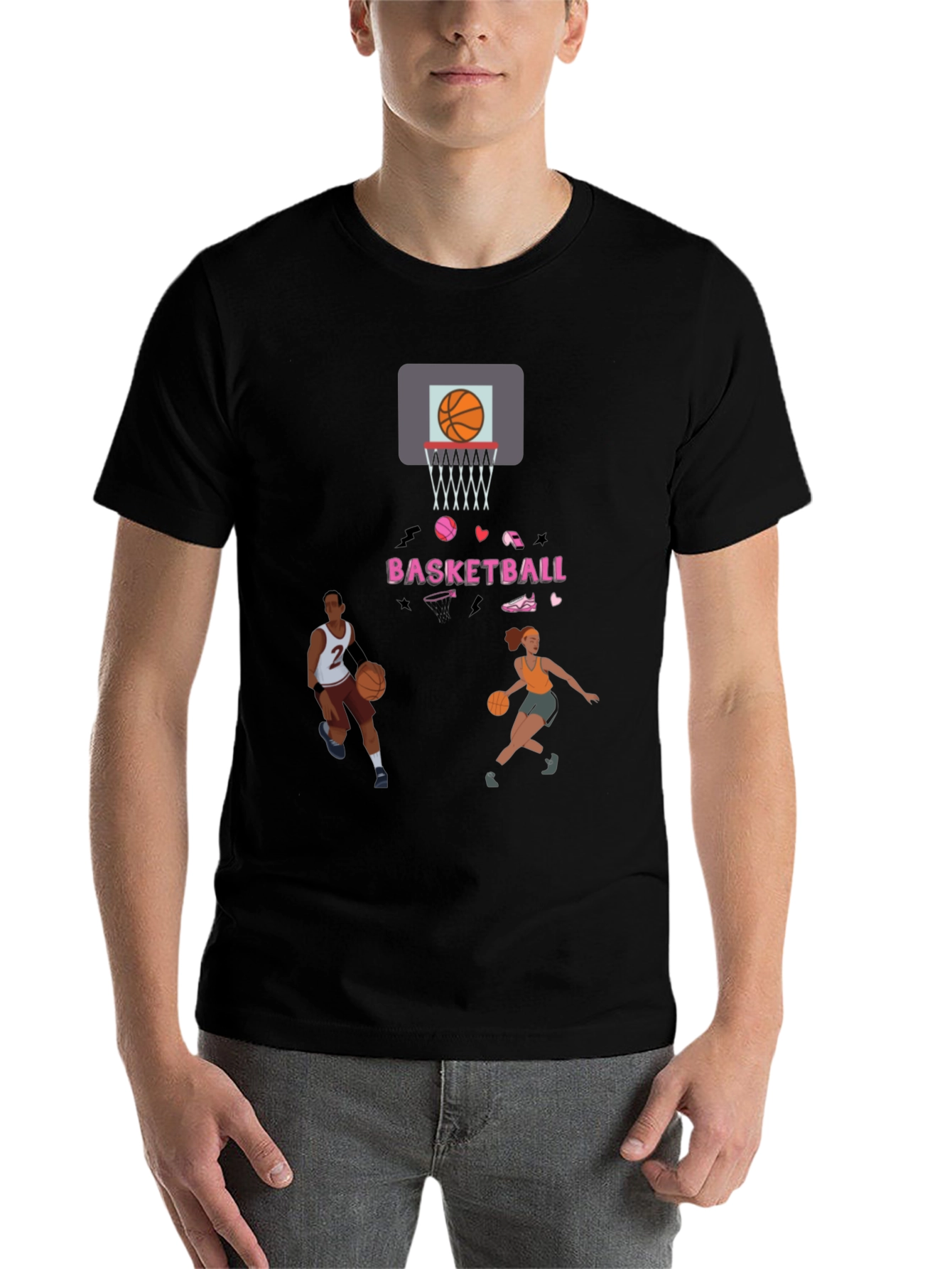 Black Basketball Graphic Tee - Playful & Sporty view 7