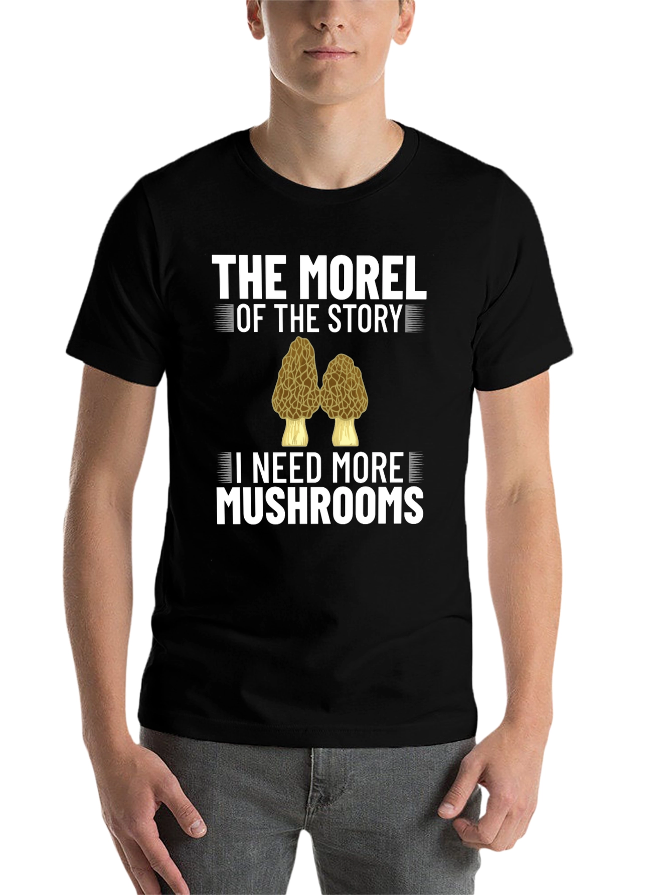 Black Morel of the Story Funny Mushroom T-Shirt view 7