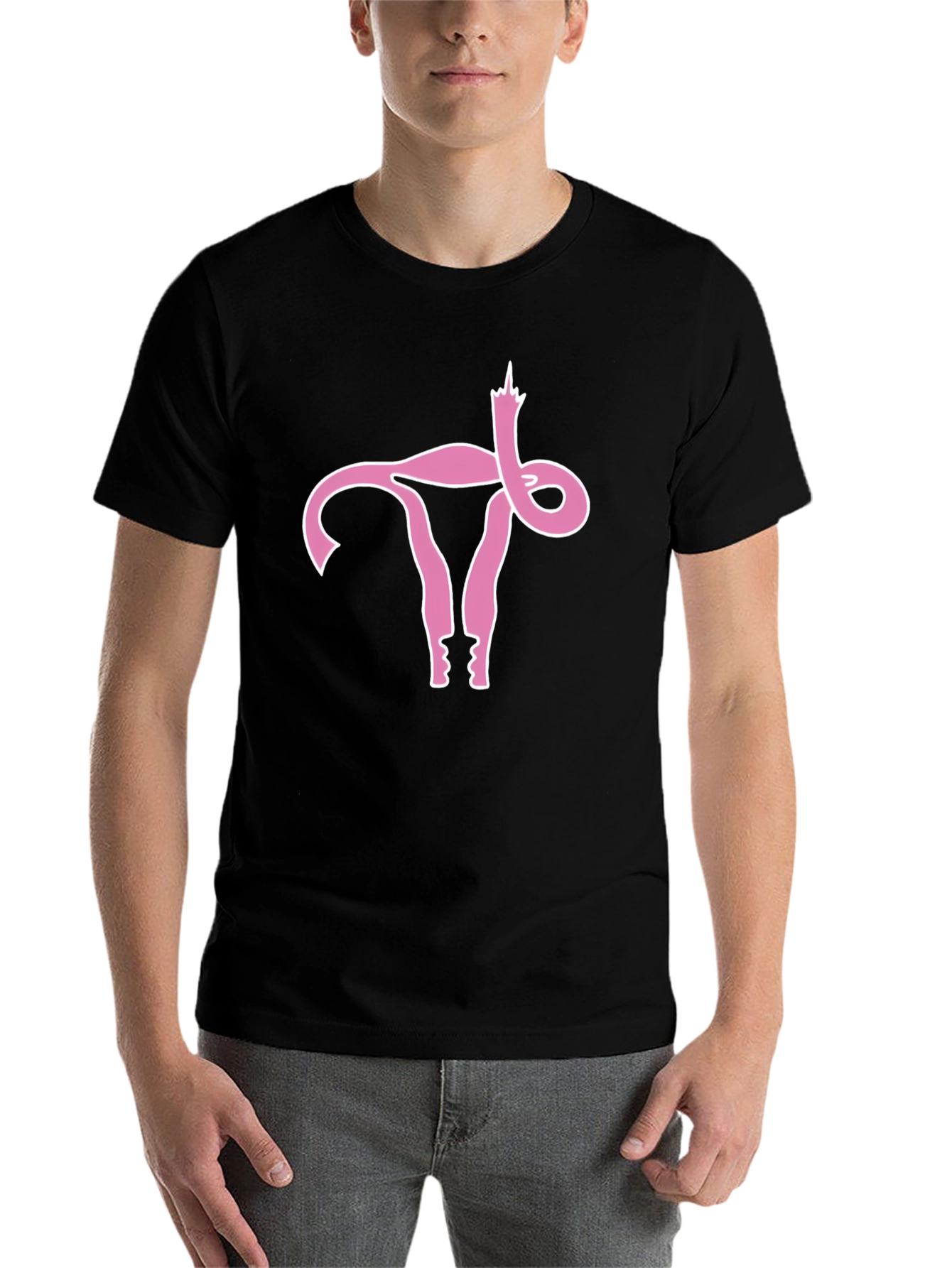 Black Uterus Middle Finger Graphic Black Tee view 7