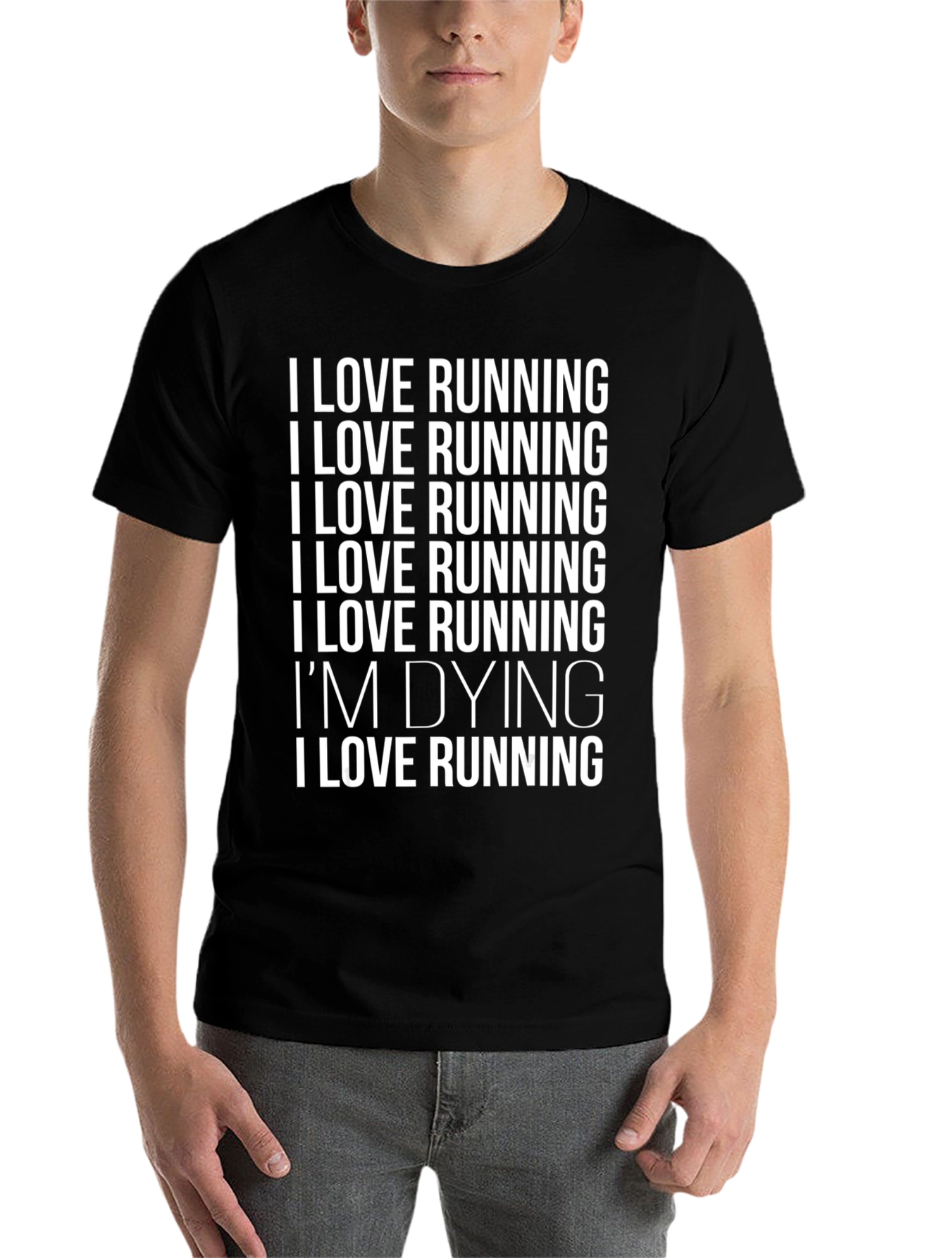 Black Funny Running T-Shirt - I Love Running I'm Dying view 7