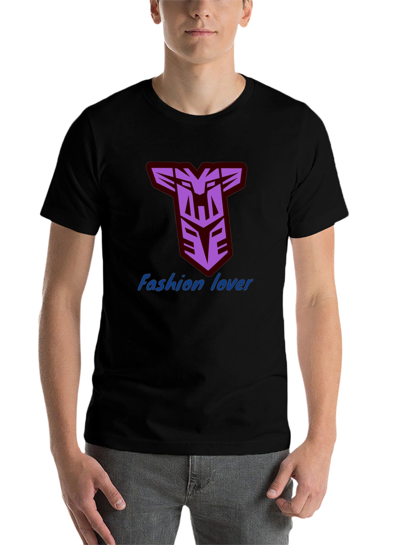 Black Men's Black T-Shirt with Decepticon Logo view 7