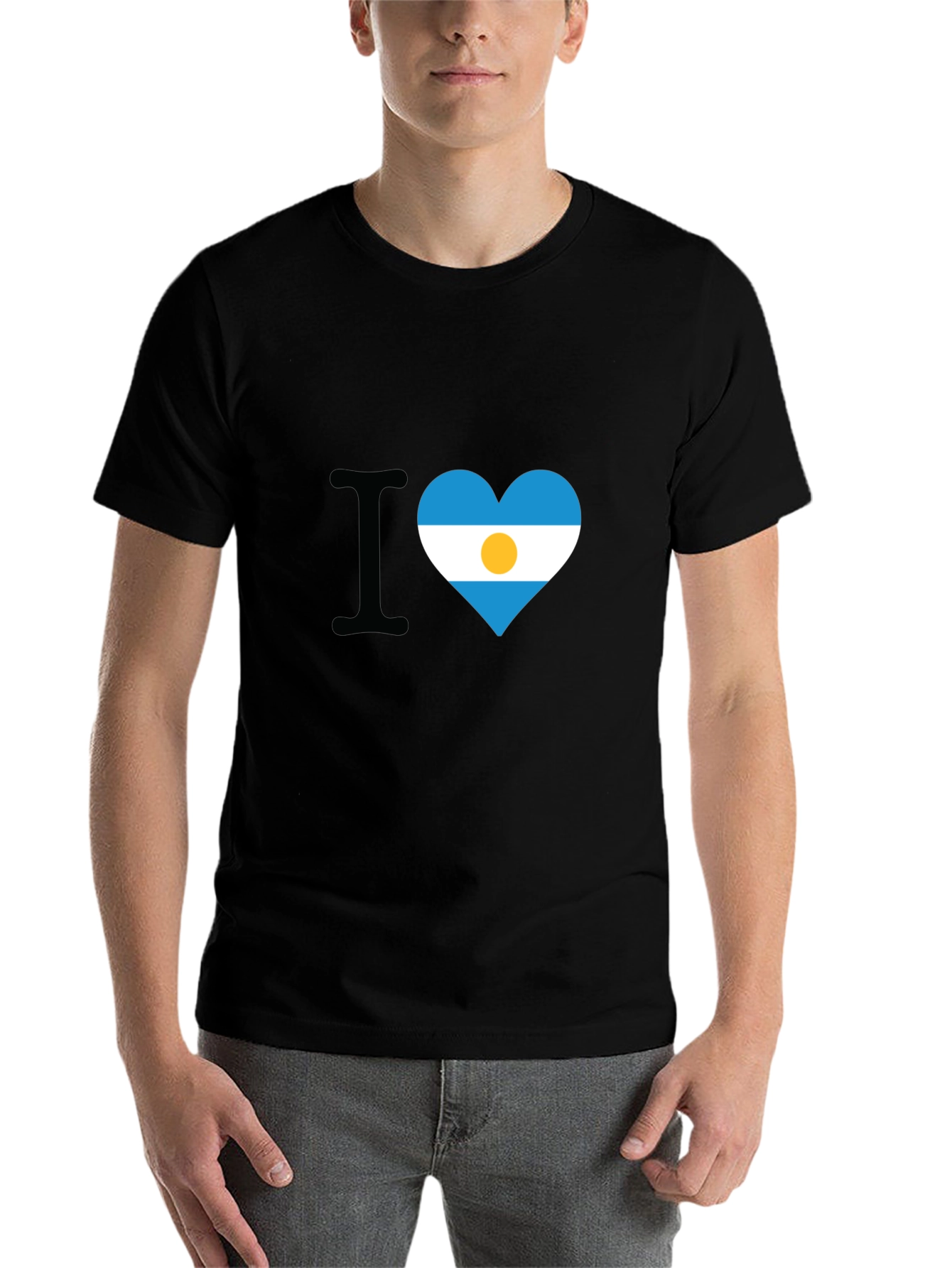 Black Argentina Flag Heart T-Shirt view 7