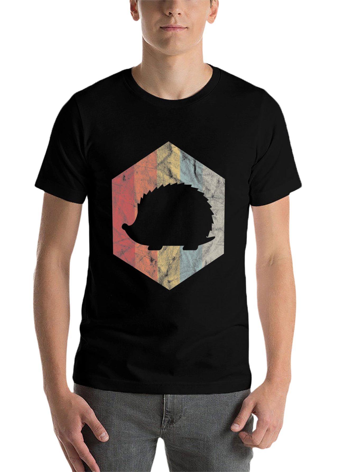 Black Retro Hedgehog Graphic Tee view 7