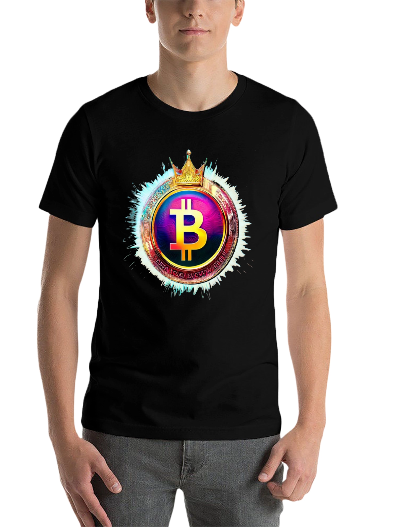 Black Bitcoin King T-Shirt - Crypto Currency Tee view 7