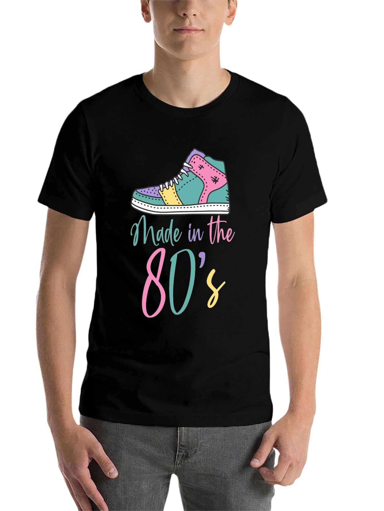 Black Retro 80s Sneaker Graphic Tee view 7
