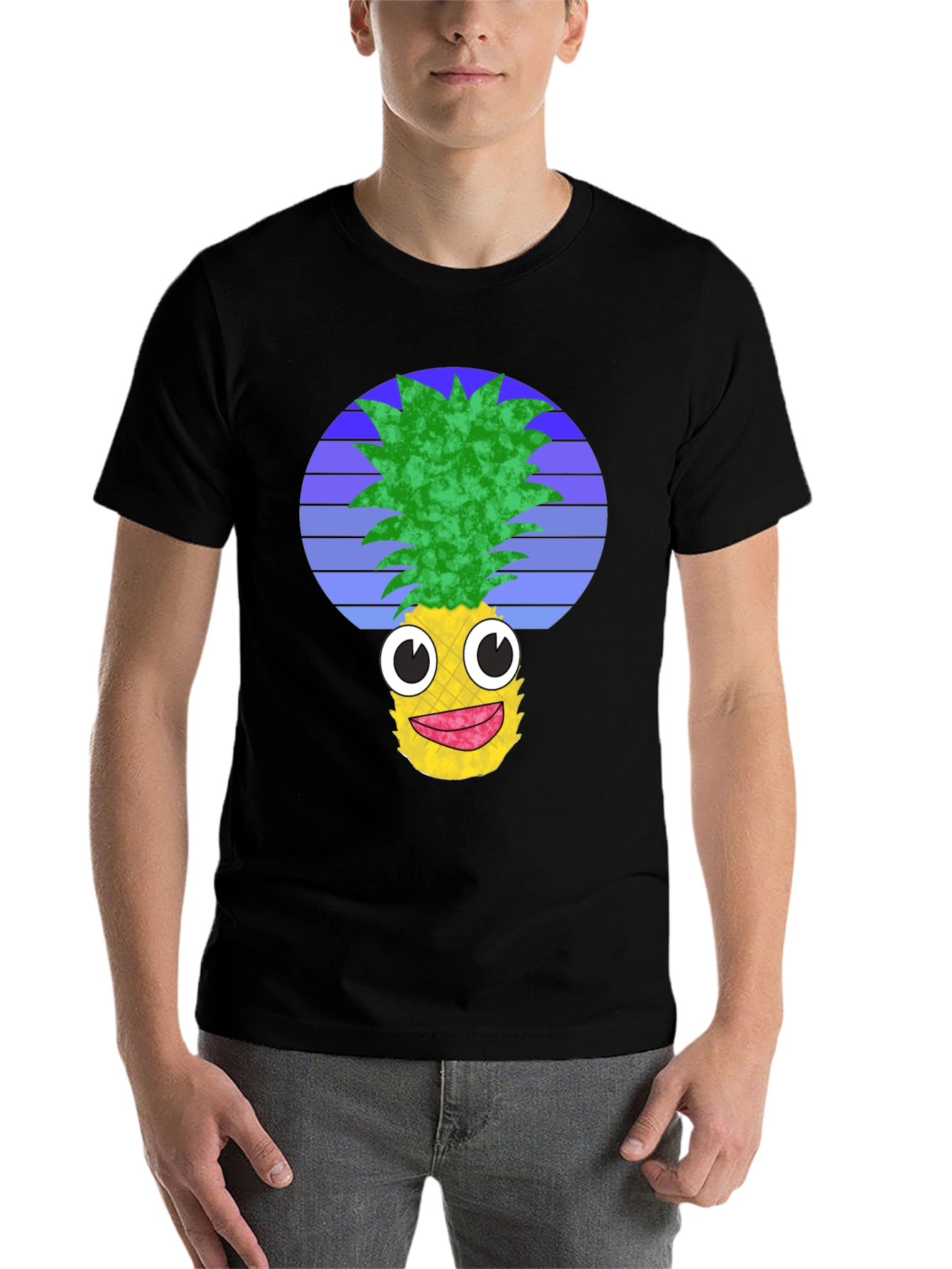 Black Funny Pineapple Graphic Tee - Black view 7