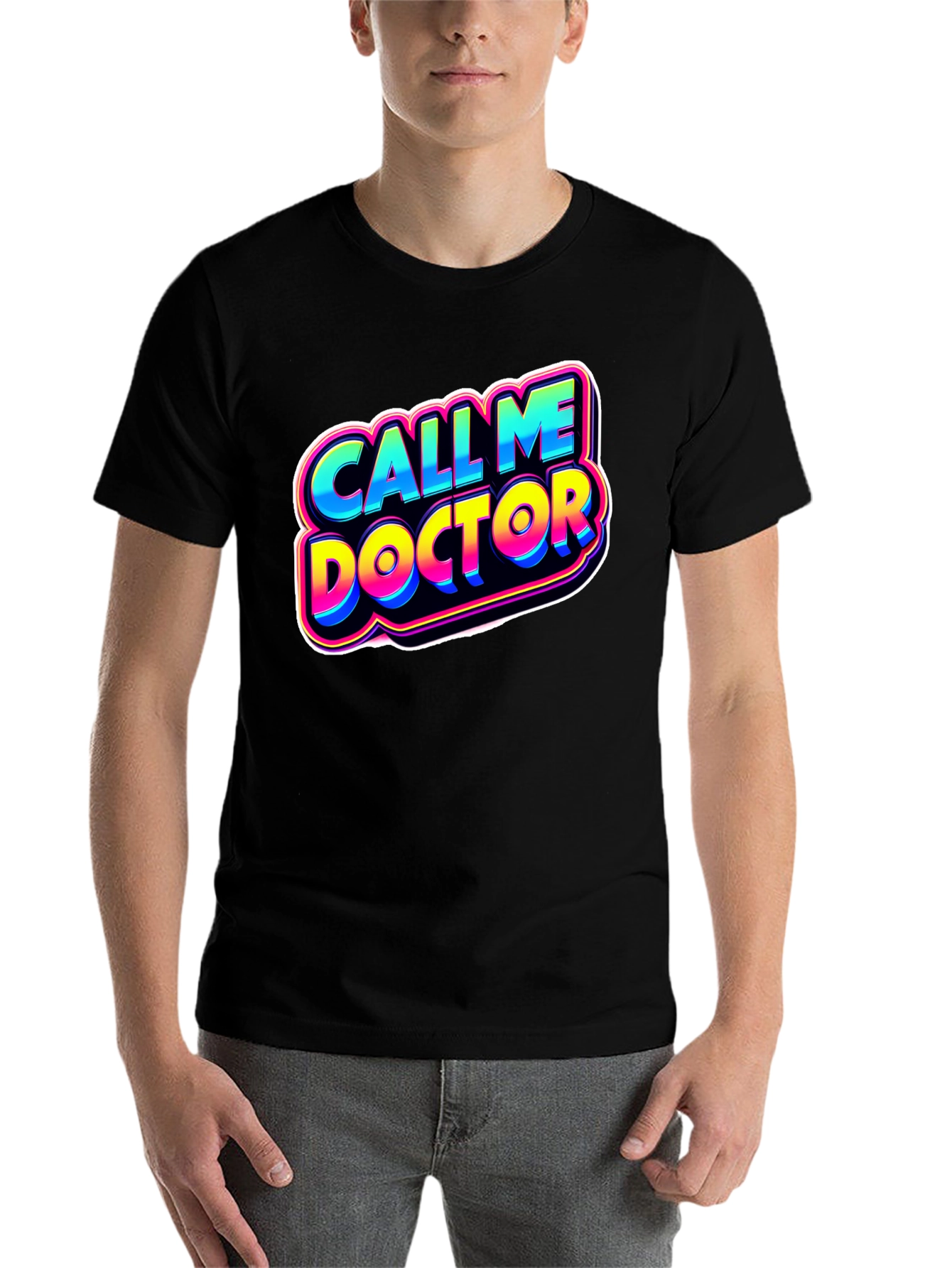 Black Call Me Doctor Graphic Tee - Novelty Humor Shirt view 7