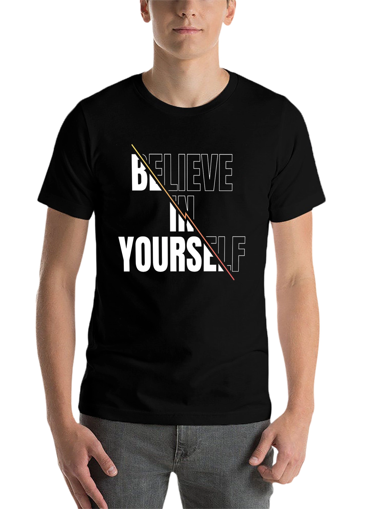 Black Believe in Yourself Graphic Tee - Black Cotton view 7