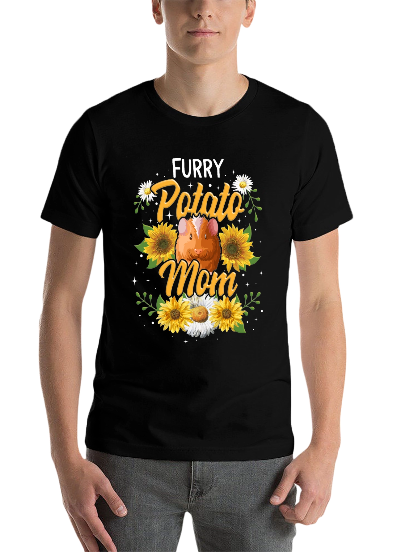 Black Furry Potato Mom Graphic T-Shirt view 7