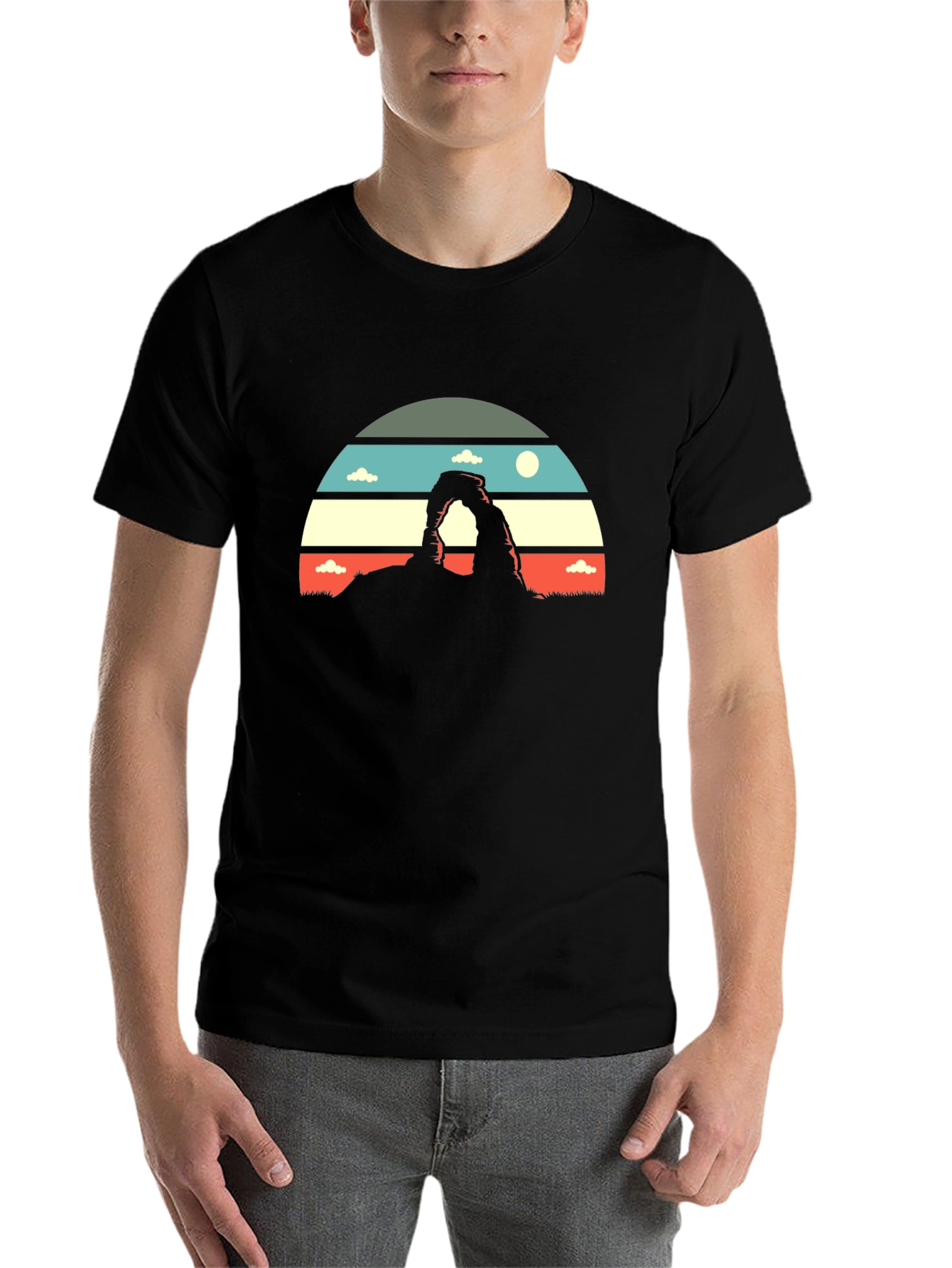 Black Retro Landscape Graphic Tee - Black view 7