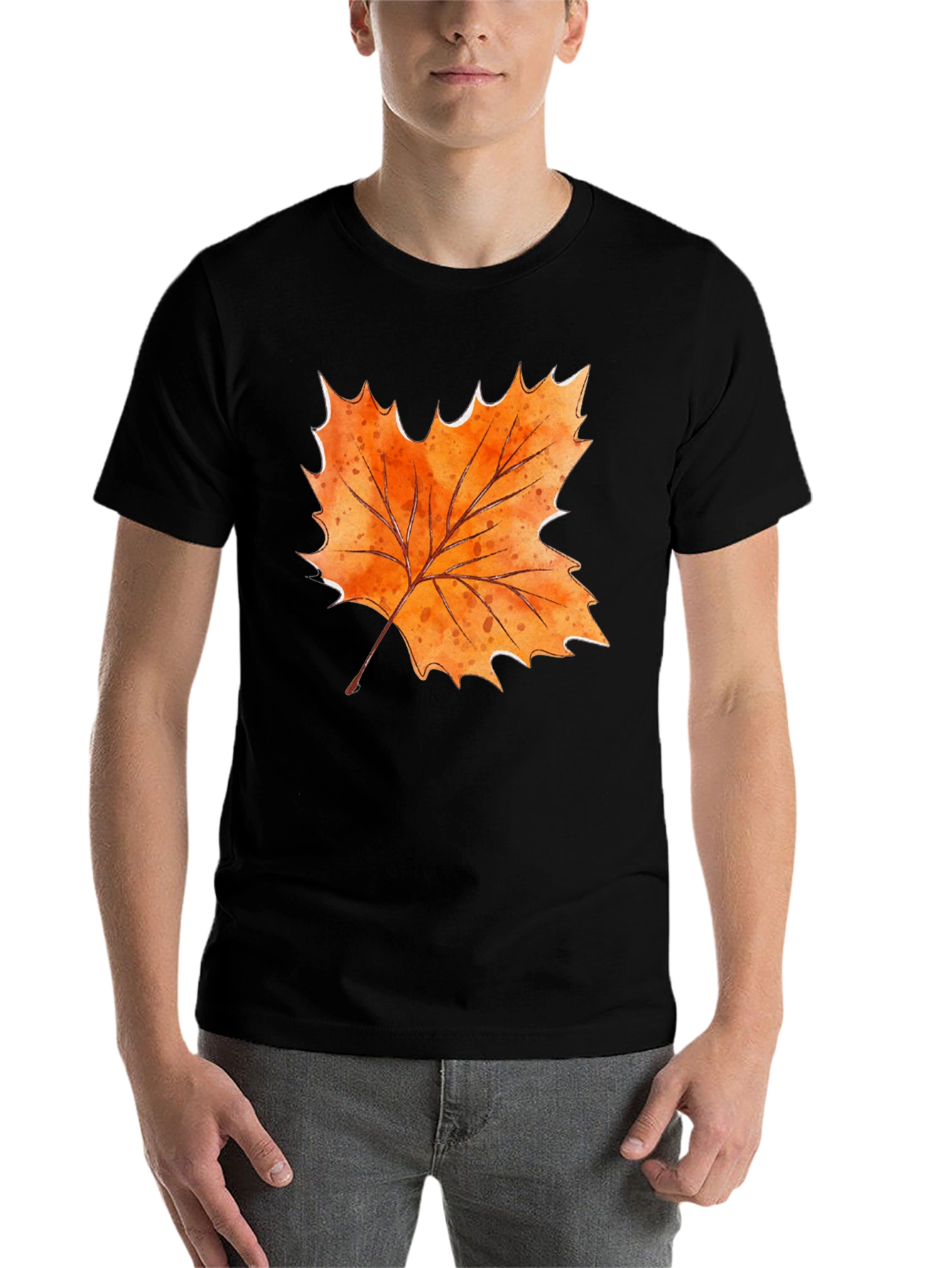 Black Autumn Leaf Graphic T-Shirt - Fall Season Style view 7