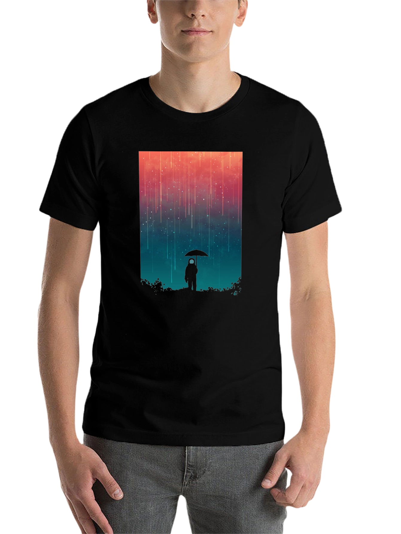 Black Cosmic Rain T-Shirt - Black Graphic Tee view 7