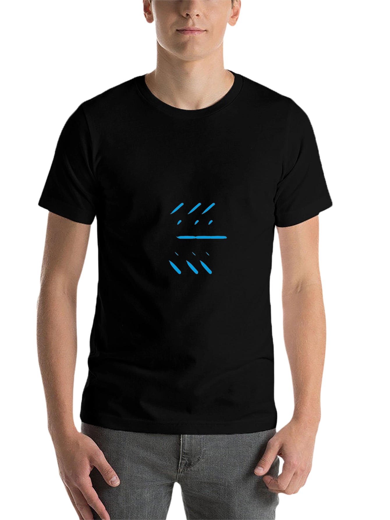Black Modern Graphic Tee - Black with Blue Design view 7