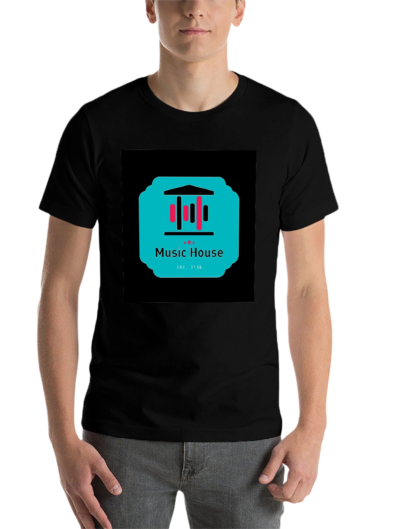 Black Music House Graphic Tee - Black Unisex T-Shirt view 7