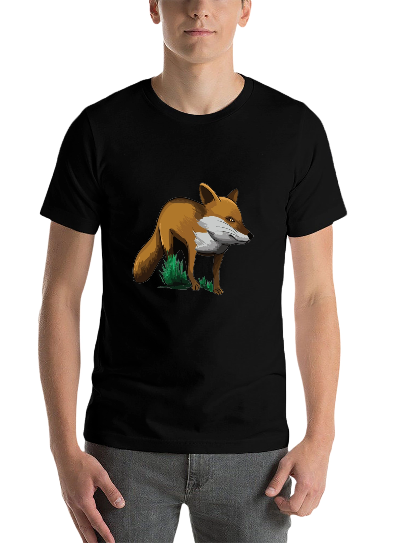 Black Fox Graphic T-Shirt - Black Cotton Tee view 7