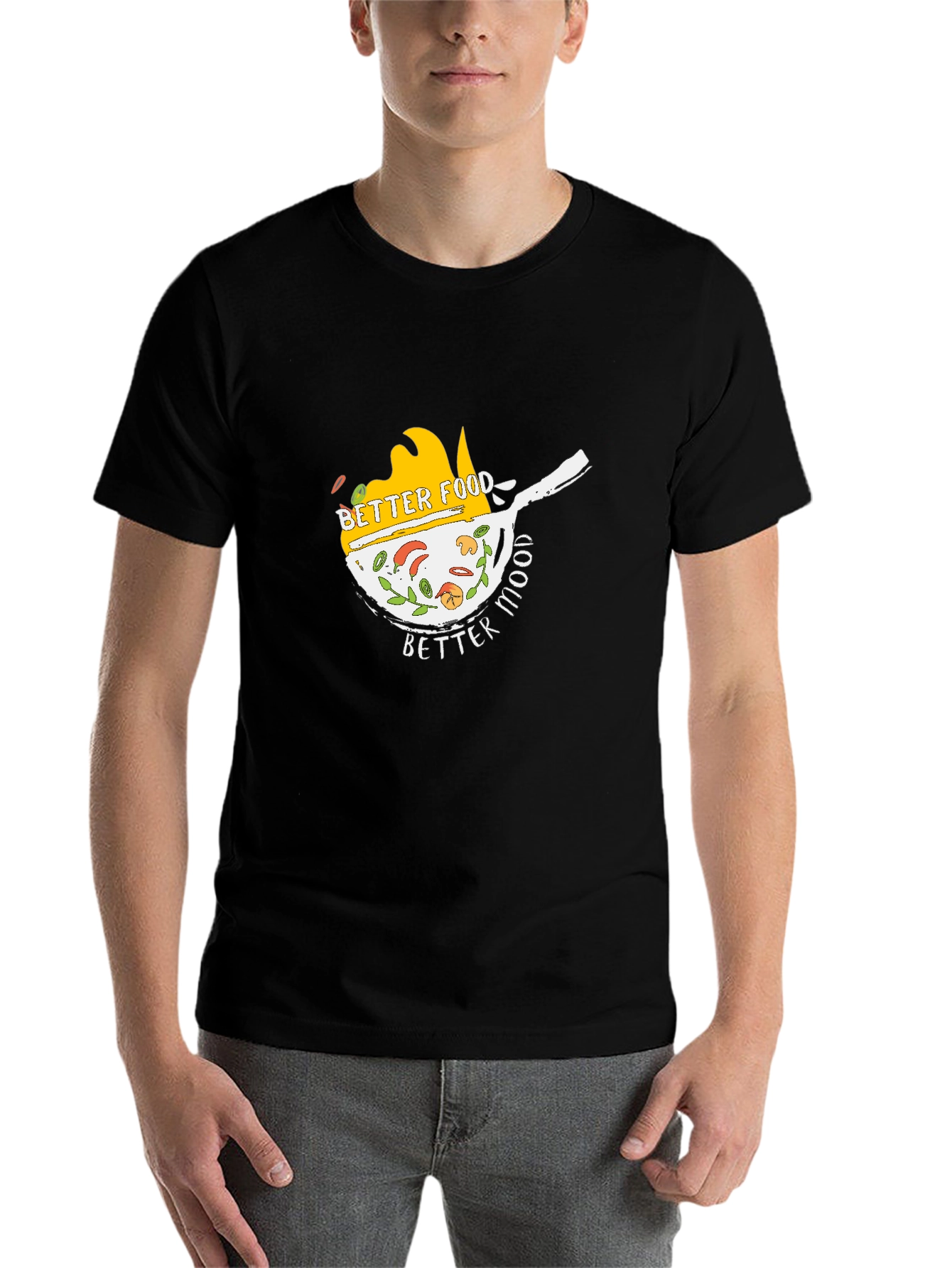Black Better Food Better Mood Black T-Shirt view 7
