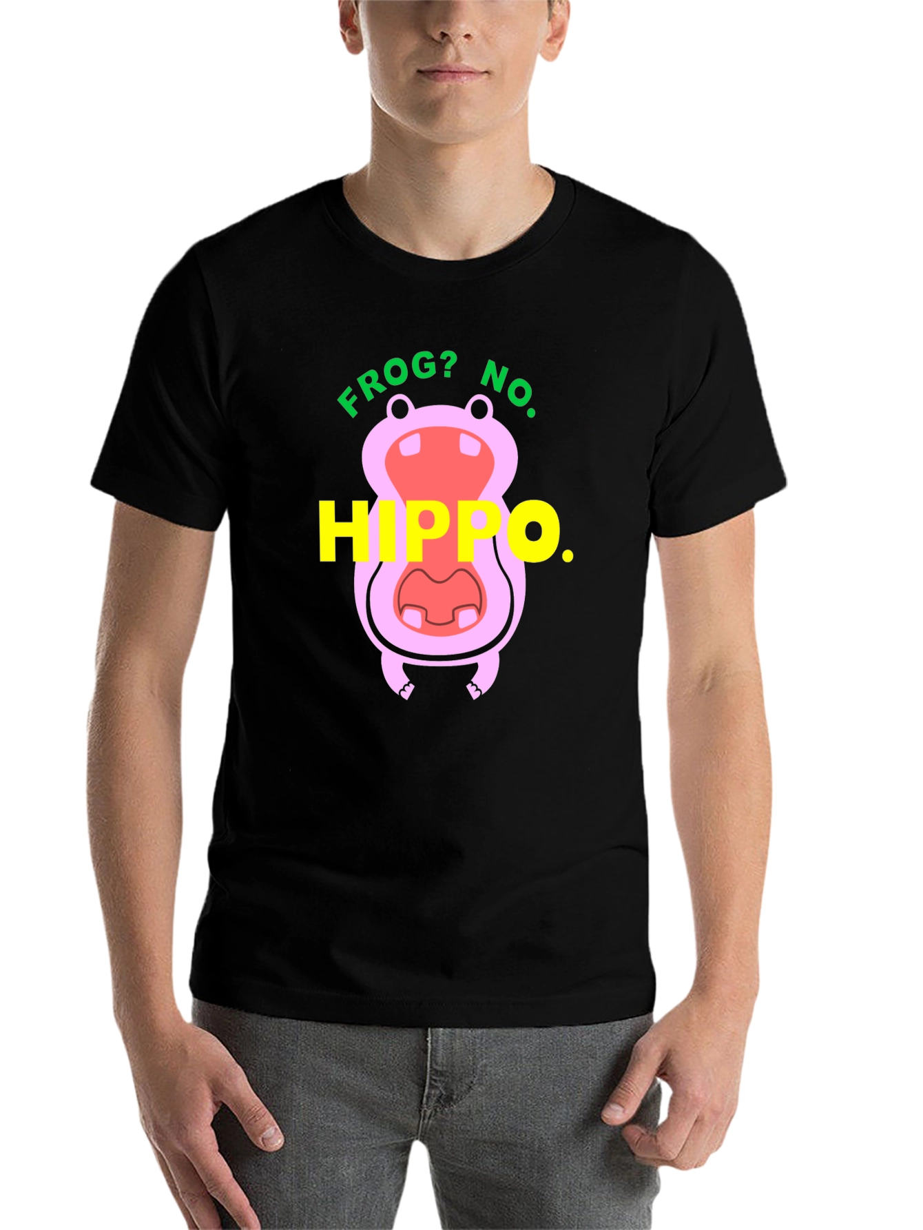Black Frog? No. Hippo T-Shirt - Funny Animal Tee view 7