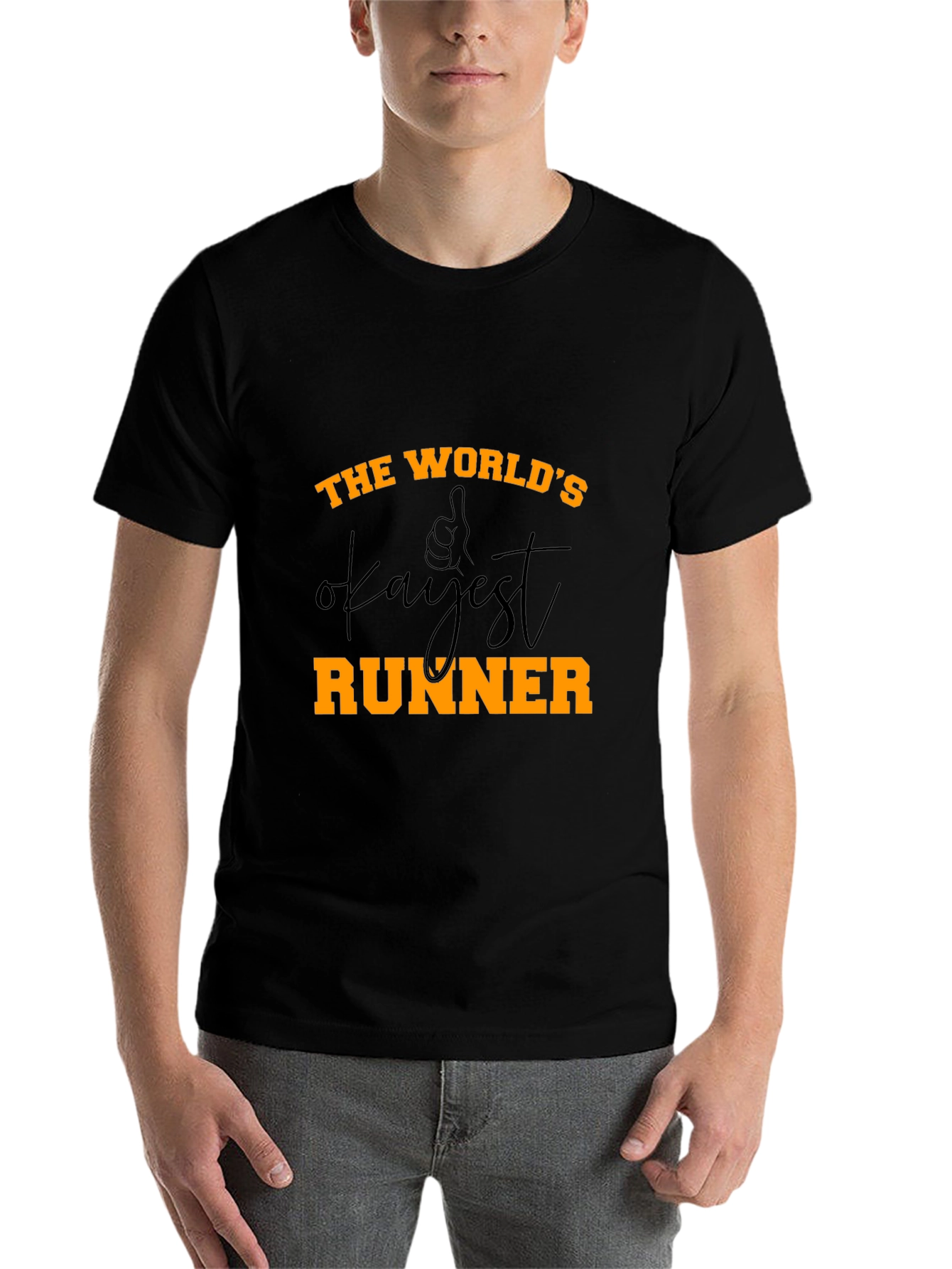 Black World's Okayest Runner - Novelty Graphic T-Shirt view 7