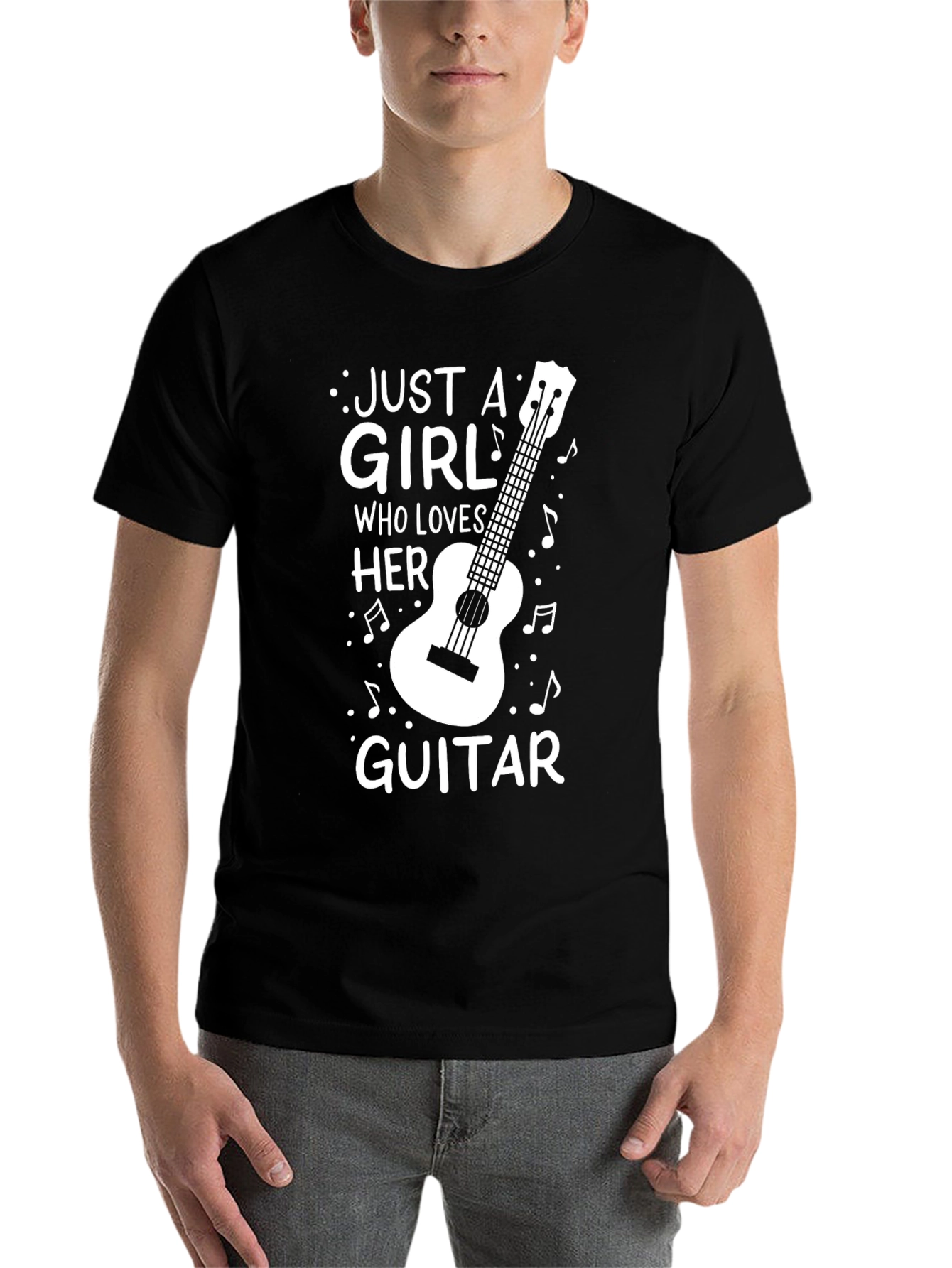 Black Just a Girl Who Loves Her Guitar T-Shirt view 7