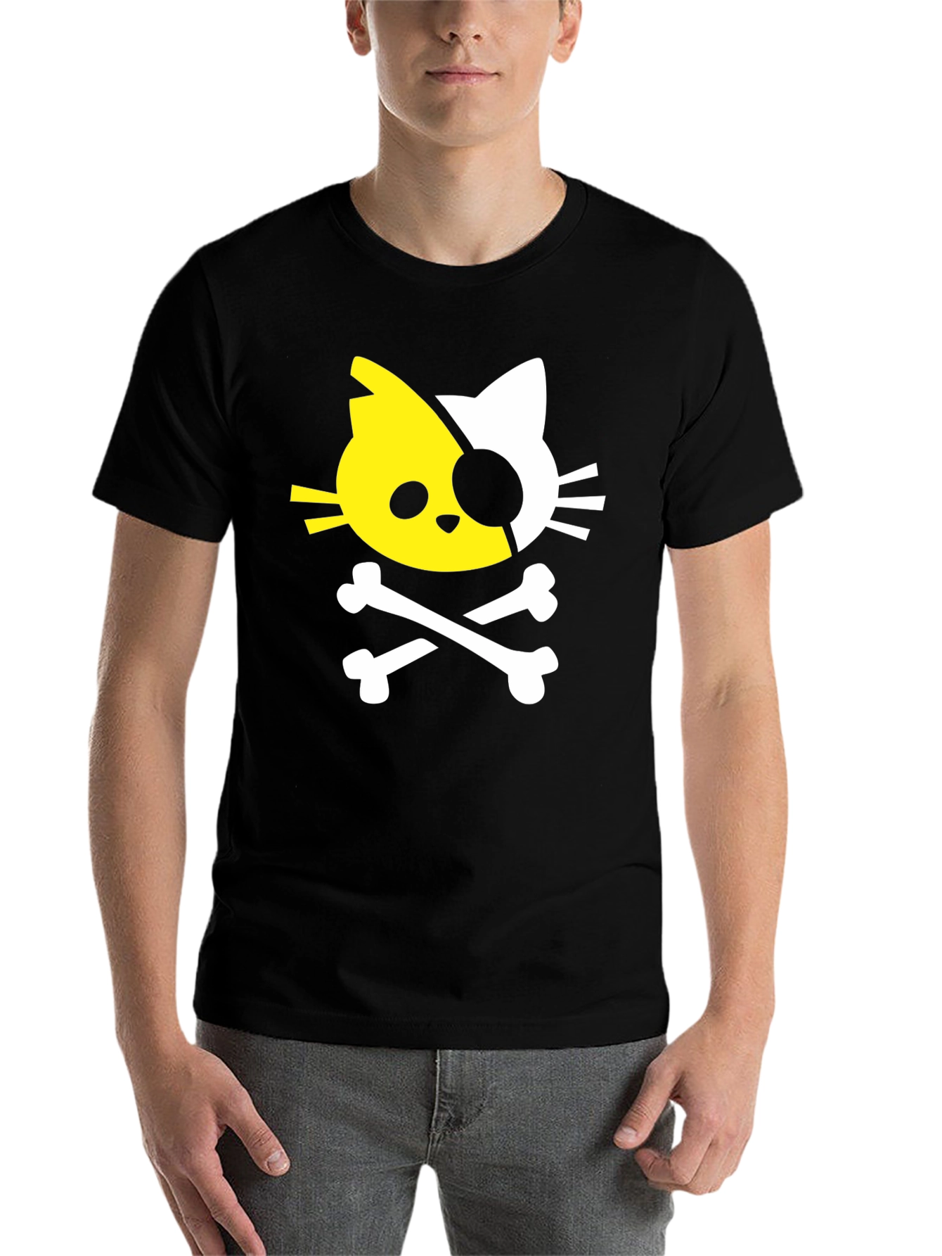 Black Cat Pirate T-Shirt - Unique Skull & Crossbones Design view 7