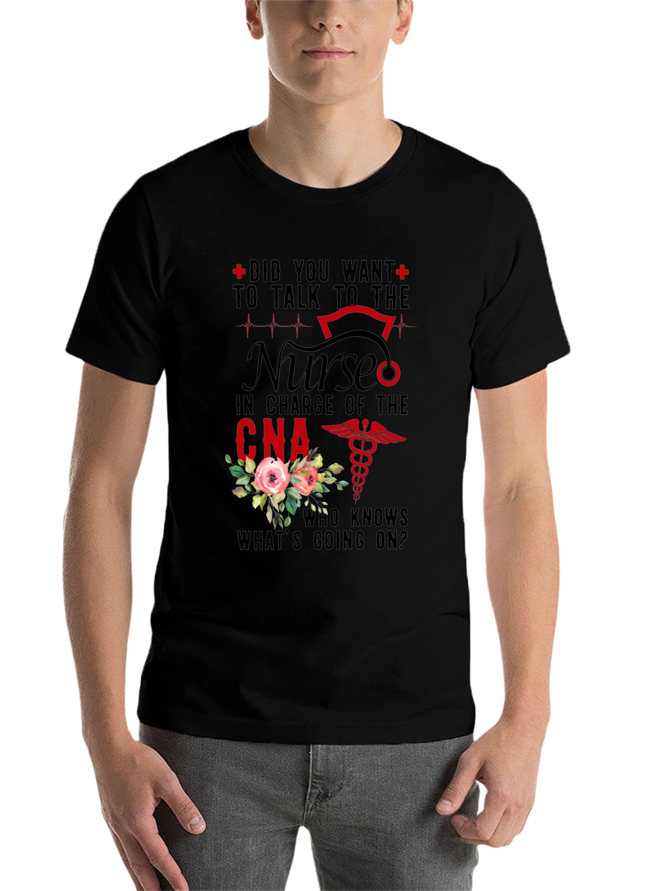 Black Nurse CNA T-Shirt - Did You Want To Talk To The Nurse Design view 7