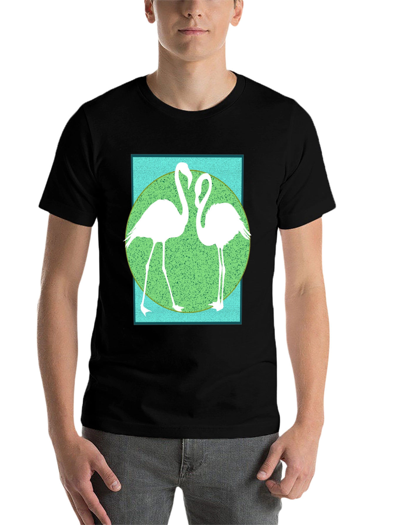 Black Flamingo Graphic Tee - Cool Bird Design view 7