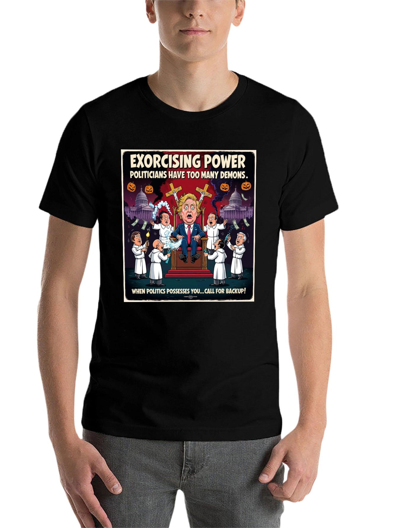 Black Exorcising Power Graphic T-Shirt view 7