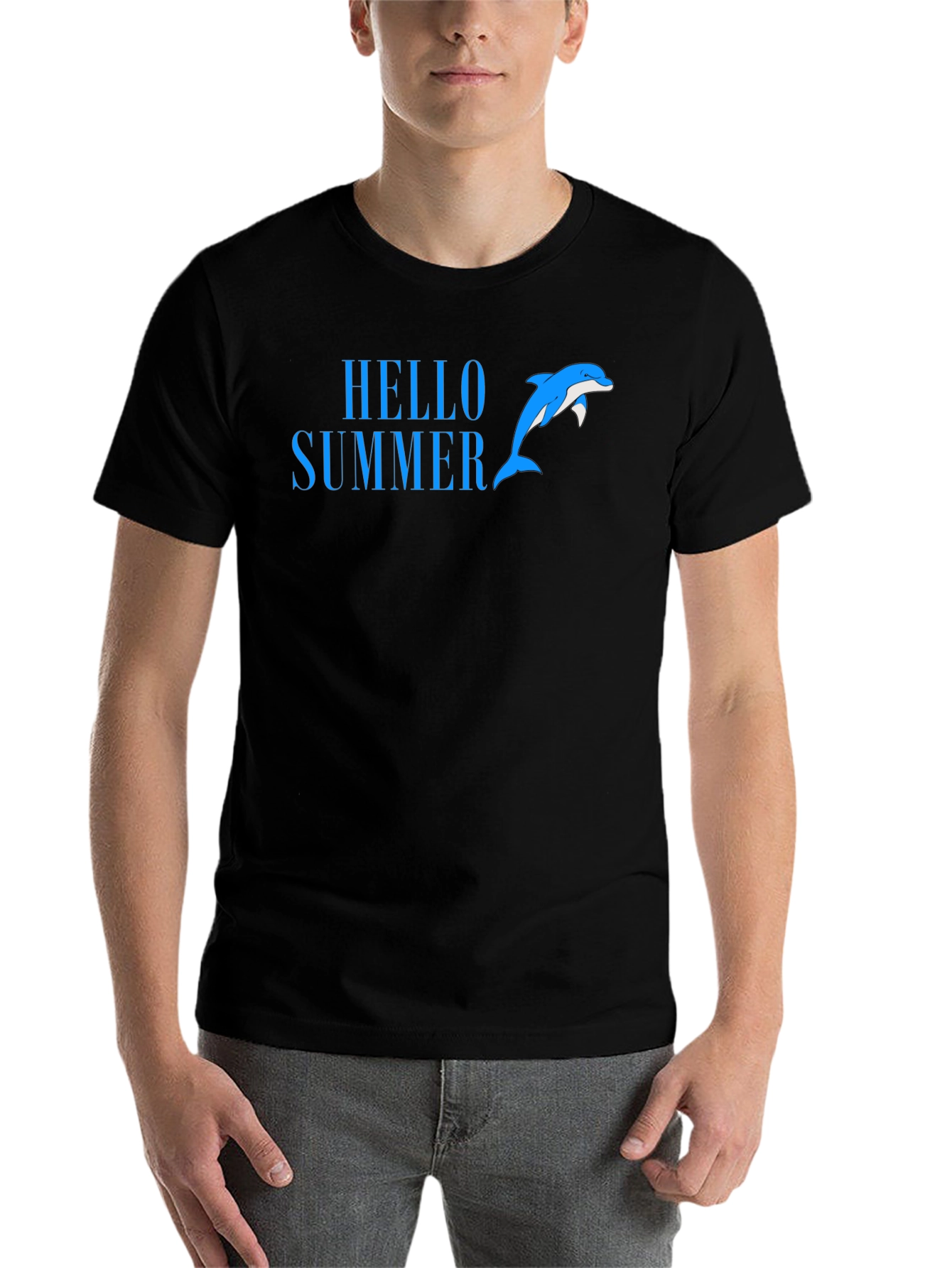 Black Hello Summer Dolphin T-Shirt view 7