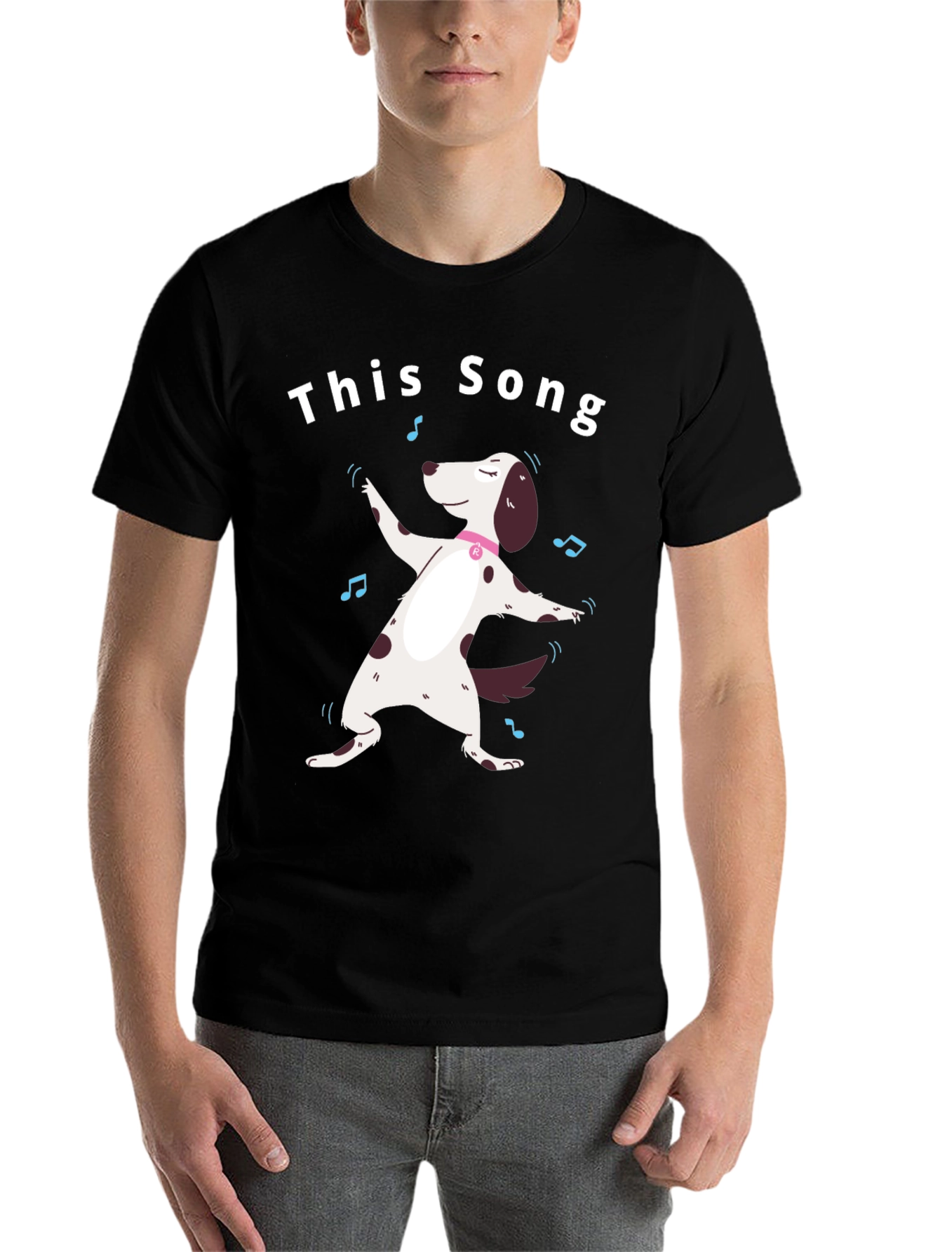 Black This Song T-Shirt - Dancing Dog Design view 7