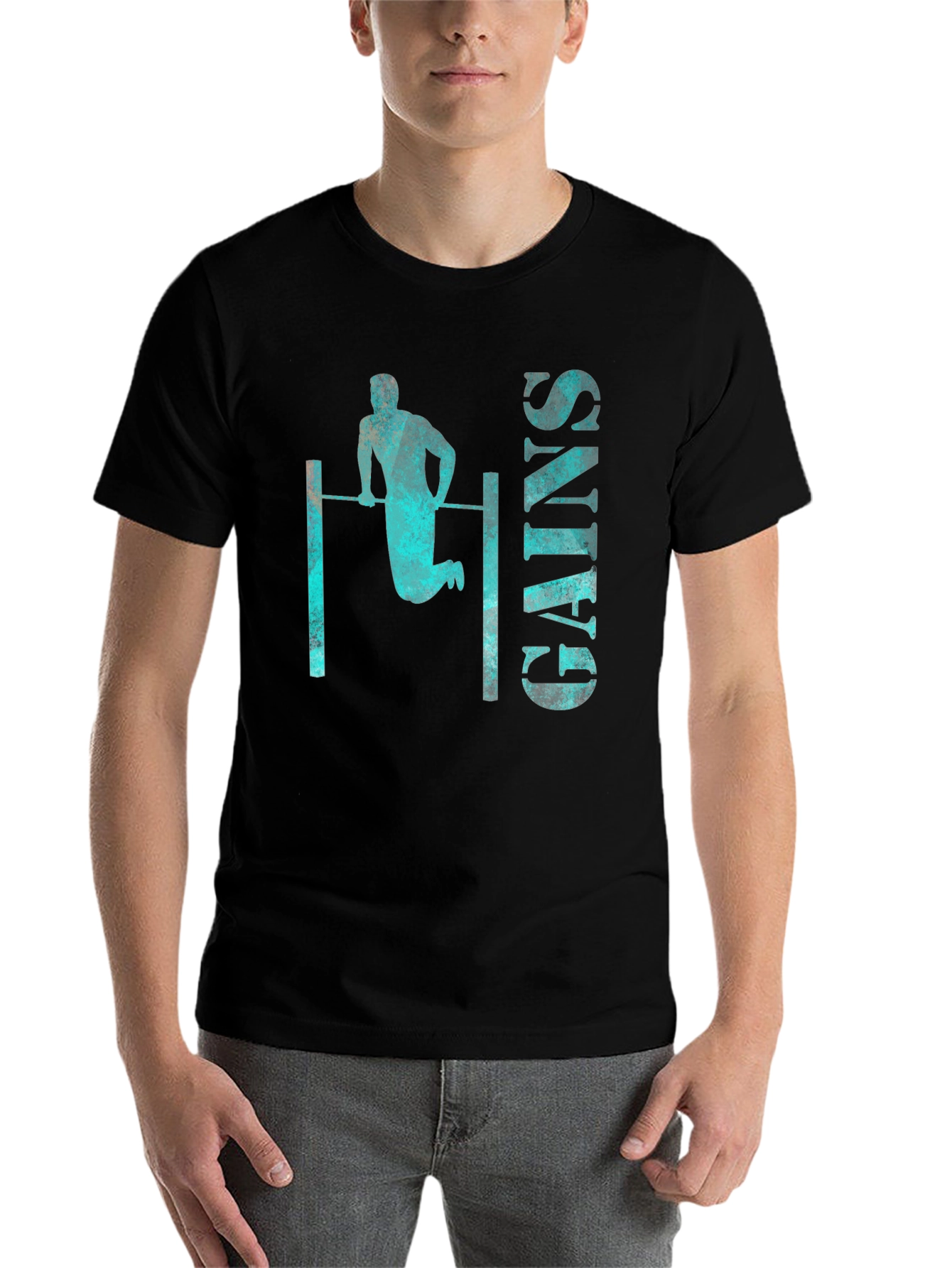 Black Gains Graphic Tee - Workout Fitness Shirt view 7