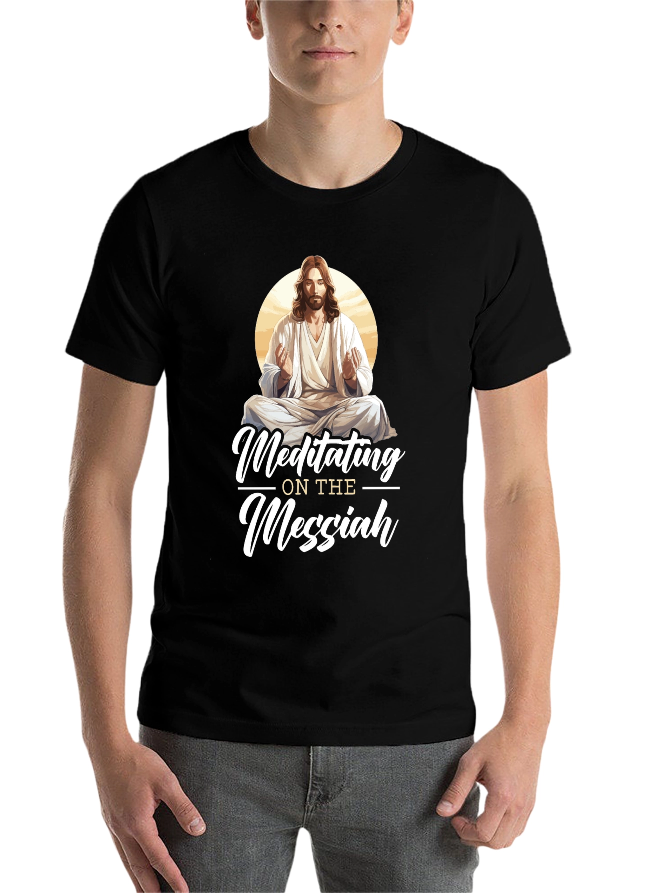 Black Meditating Messiah T-Shirt - Spiritual Comfort view 7