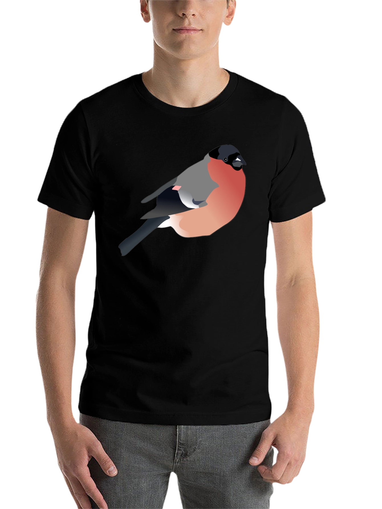 Black Bullfinch Graphic Tee - Stylish Bird Lover's T-Shirt view 7