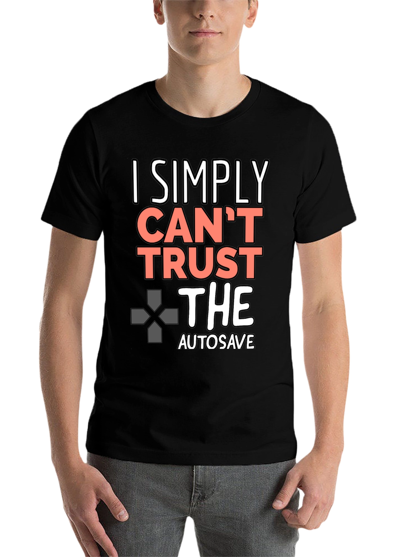 Black I Simply Can't Trust the Autosave Black T-Shirt view 7