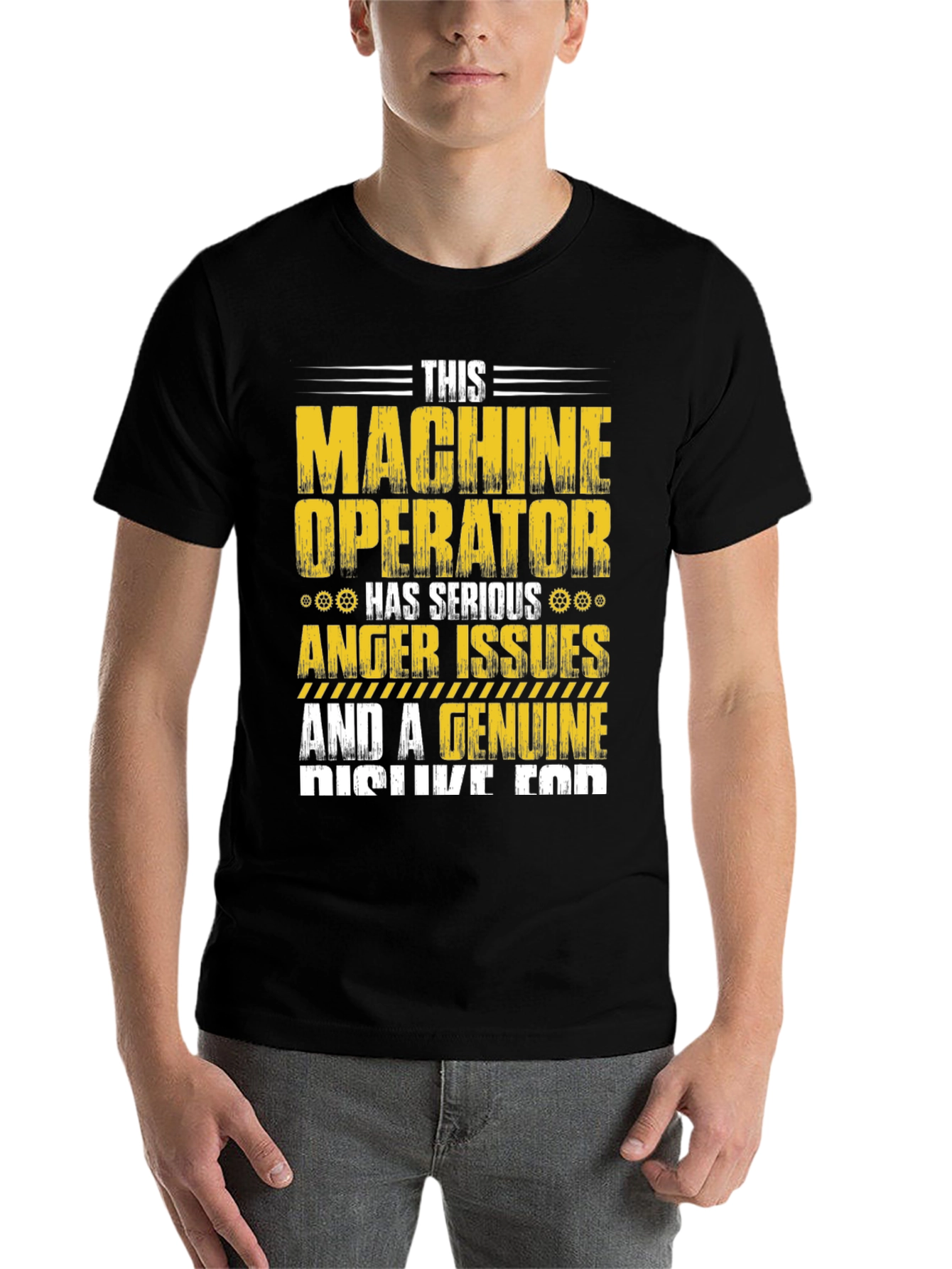 Black Machine Operator T-Shirt: Serious Anger Issues view 7