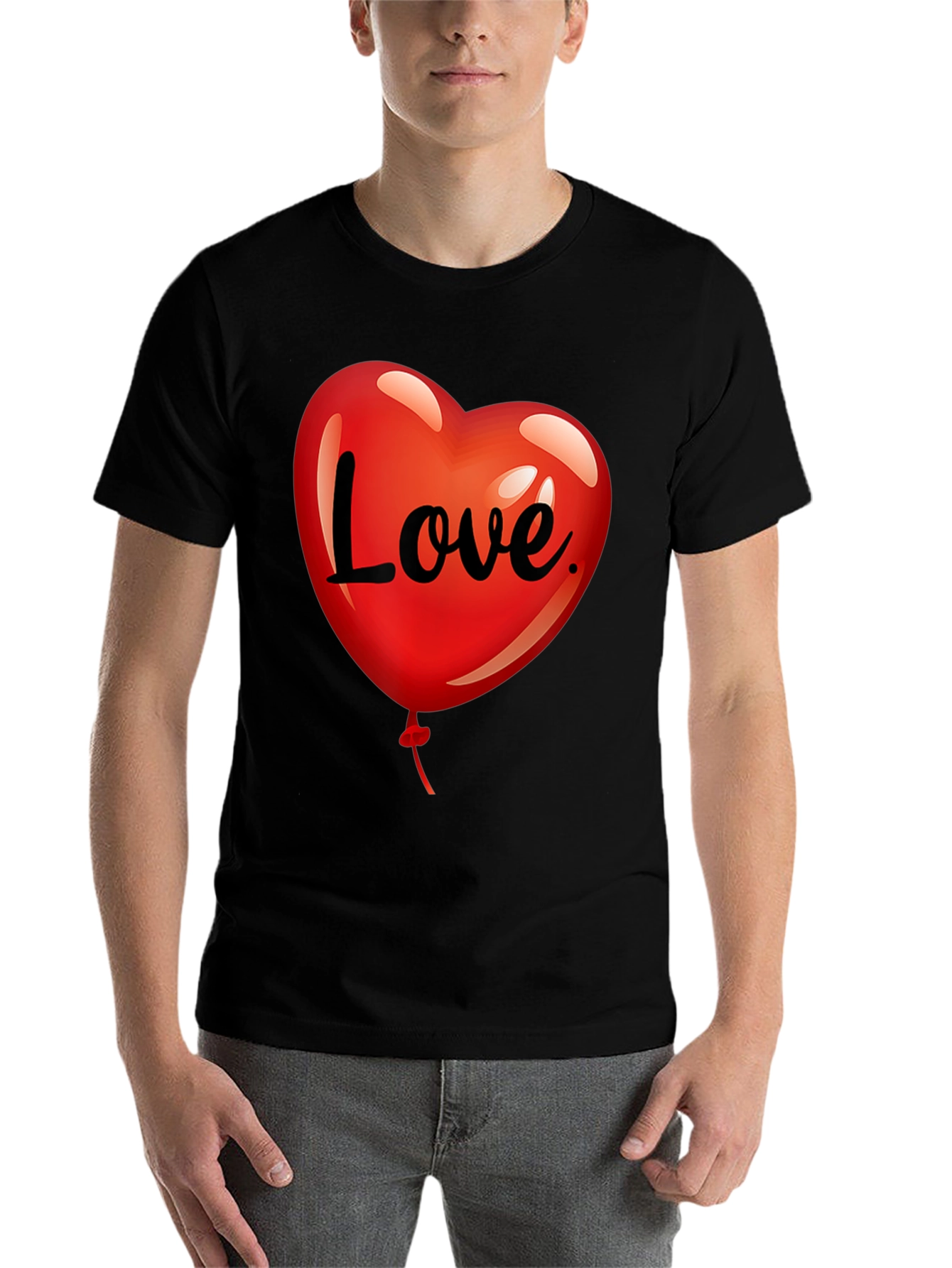 Black Love Heart Balloon Graphic Tee - Black view 7