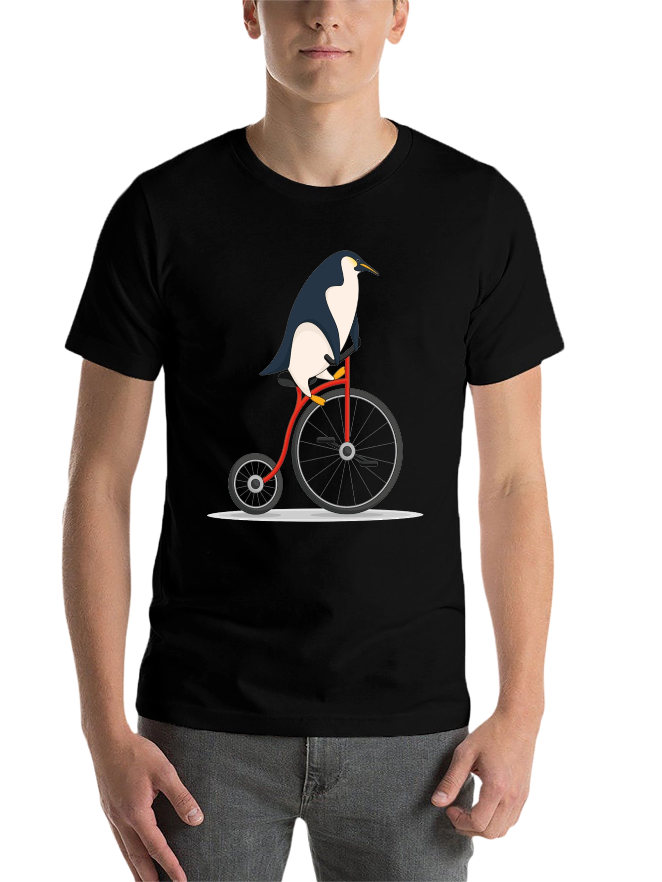 Black Penguin on Bike Graphic Tee - Black view 7