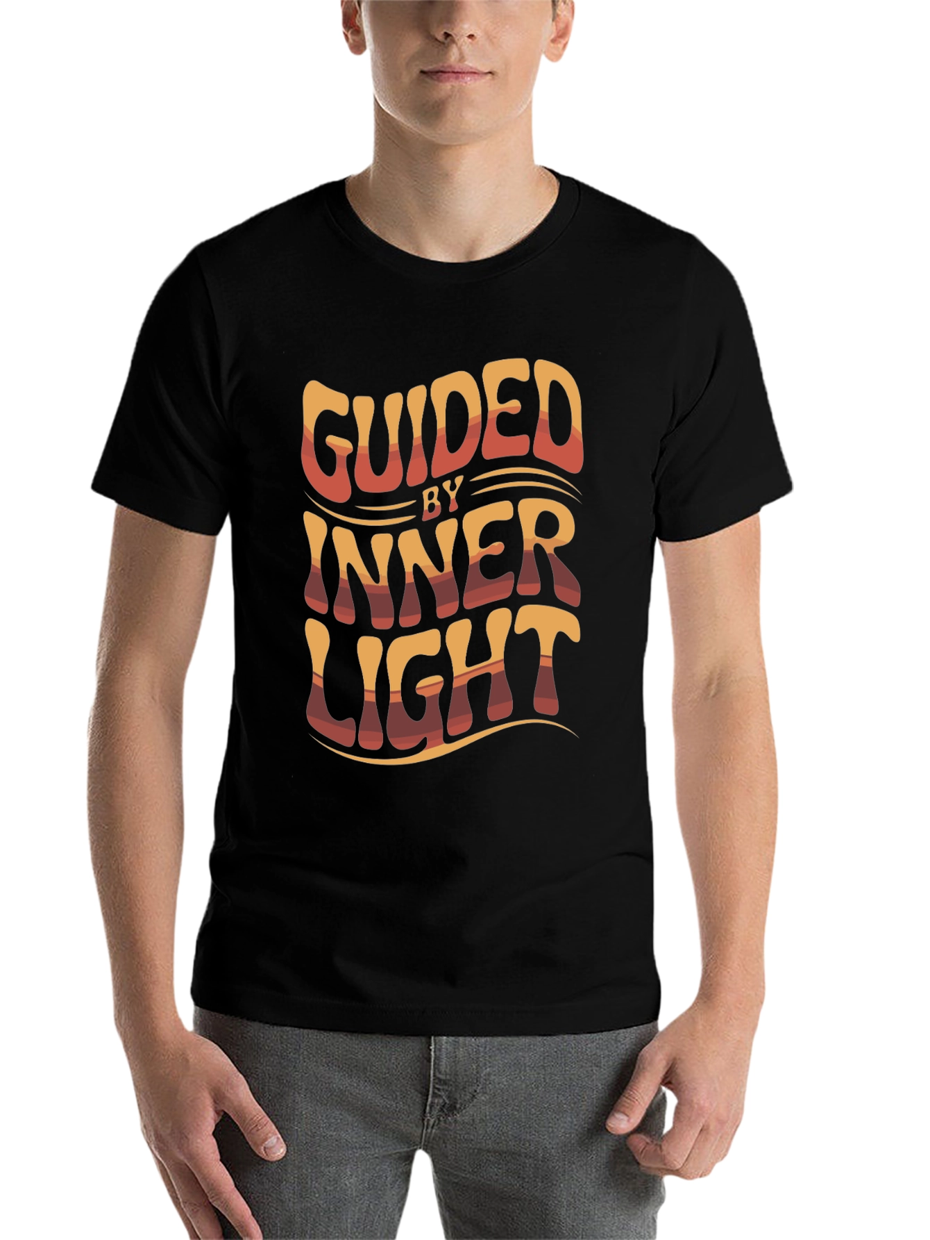 Black Guided By Inner Light Graphic Tee view 7