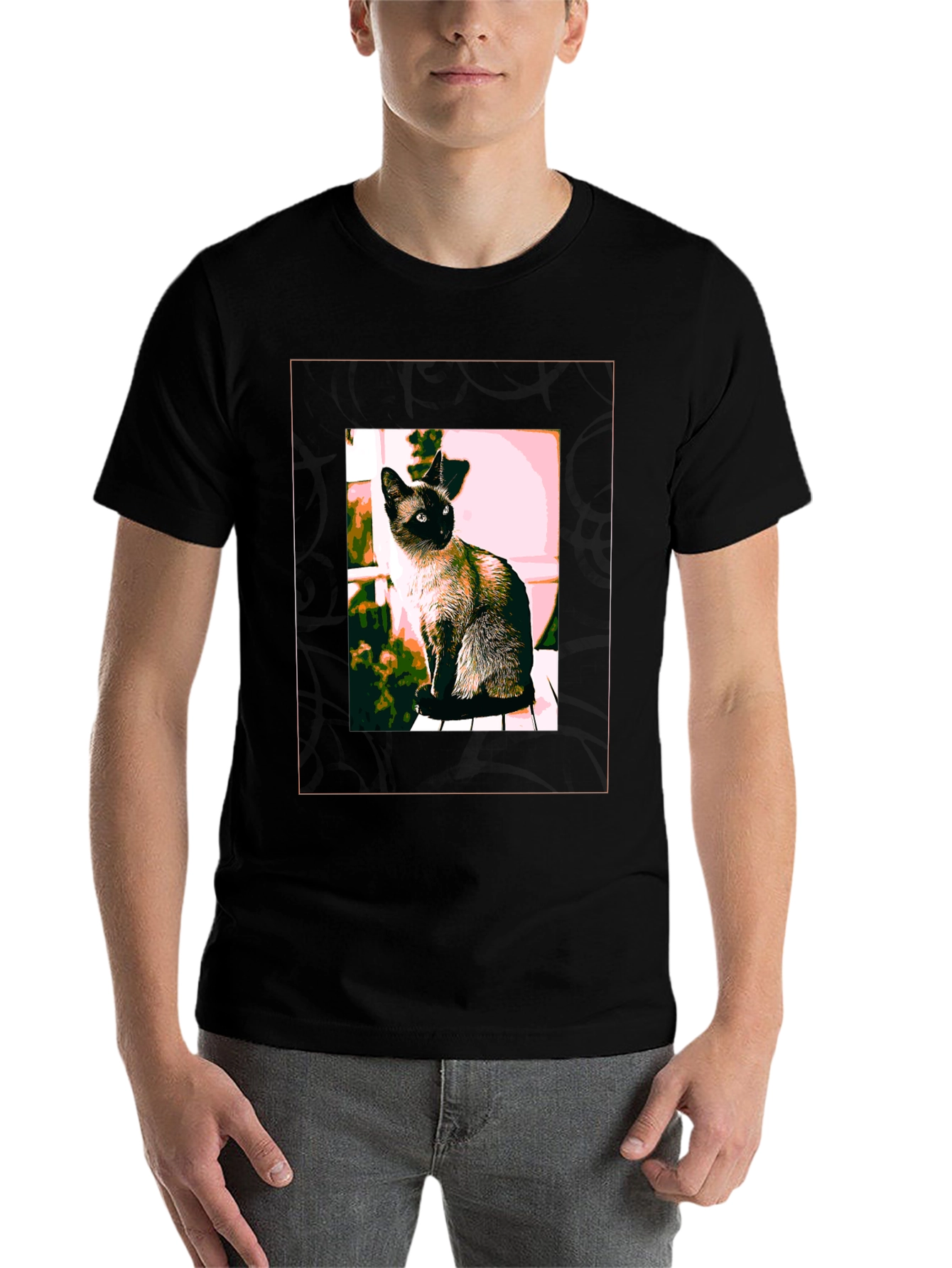 Black Siamese Cat Graphic T-Shirt view 7