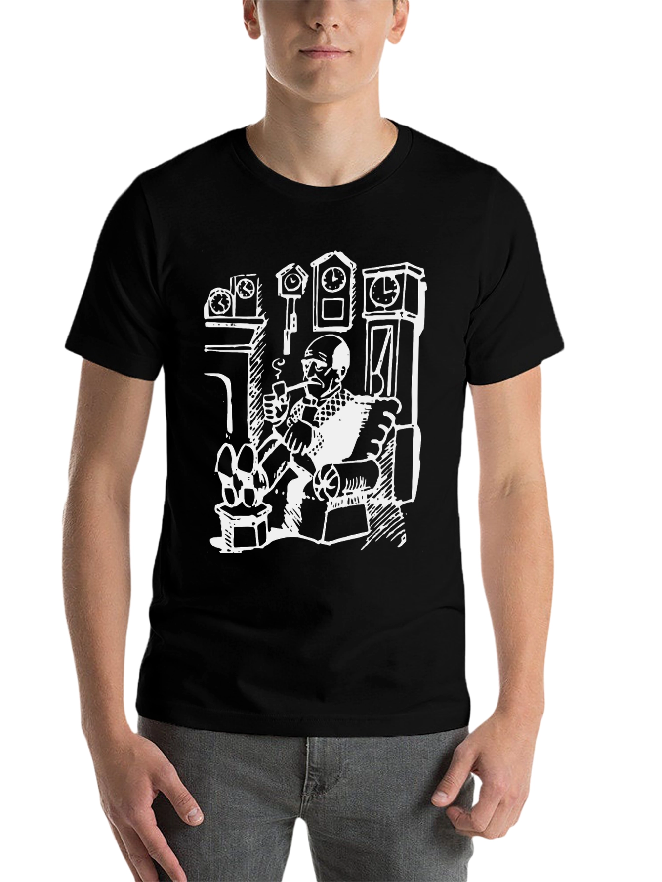 Black Novelty Graphic Tee - Clock Collector view 7