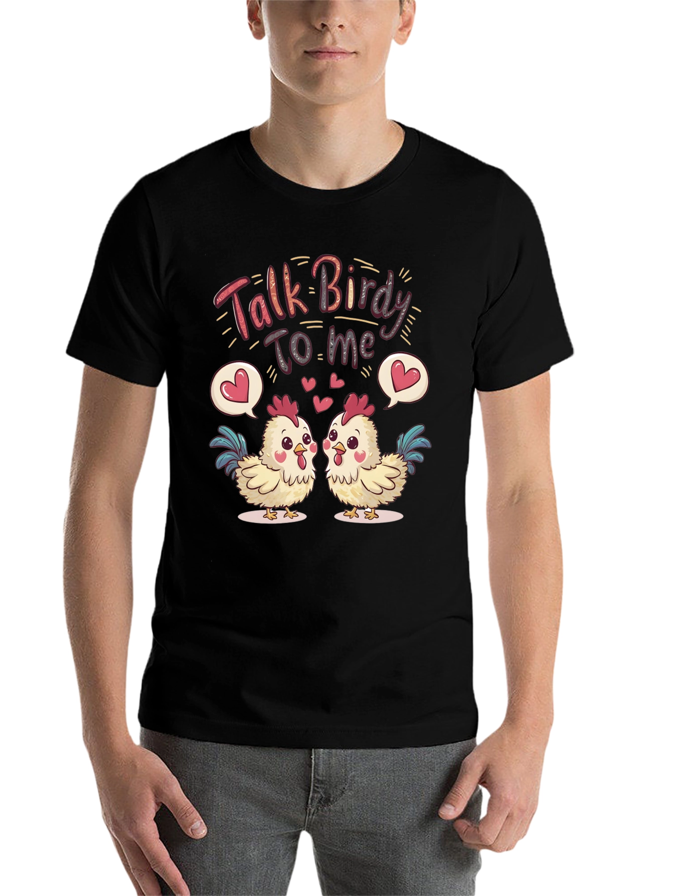 Black Talk Birdy To Me Chicken Graphic Tee view 7