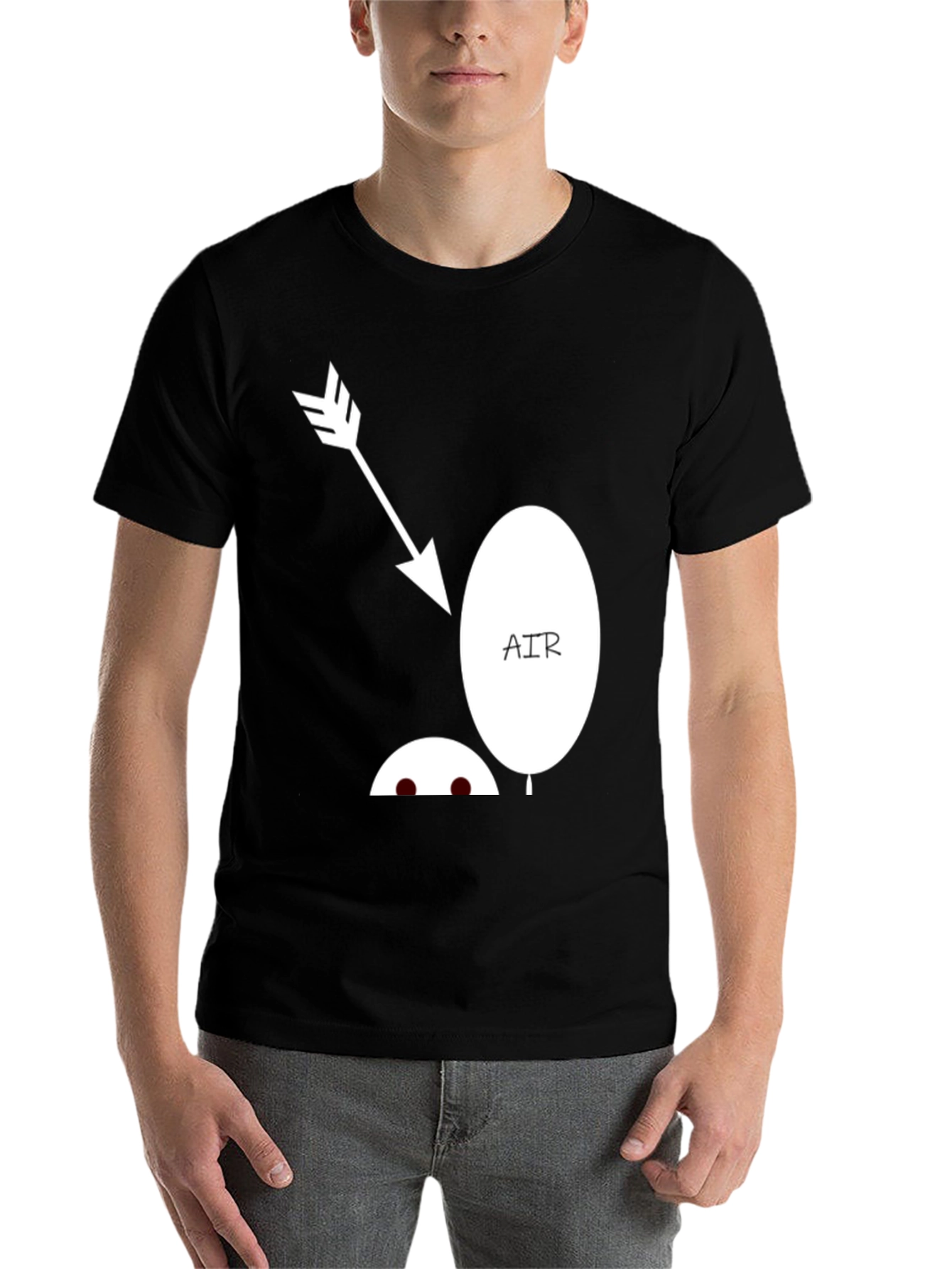 Black Funny Arrow Air Balloon Graphic T-Shirt view 7