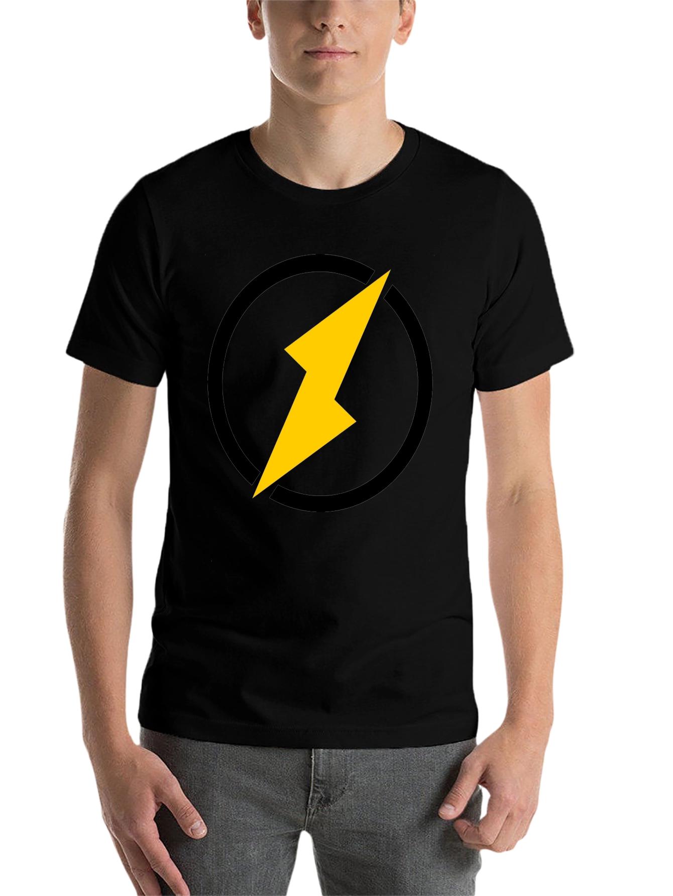 Black Lightning Bolt Graphic Black T-Shirt view 7