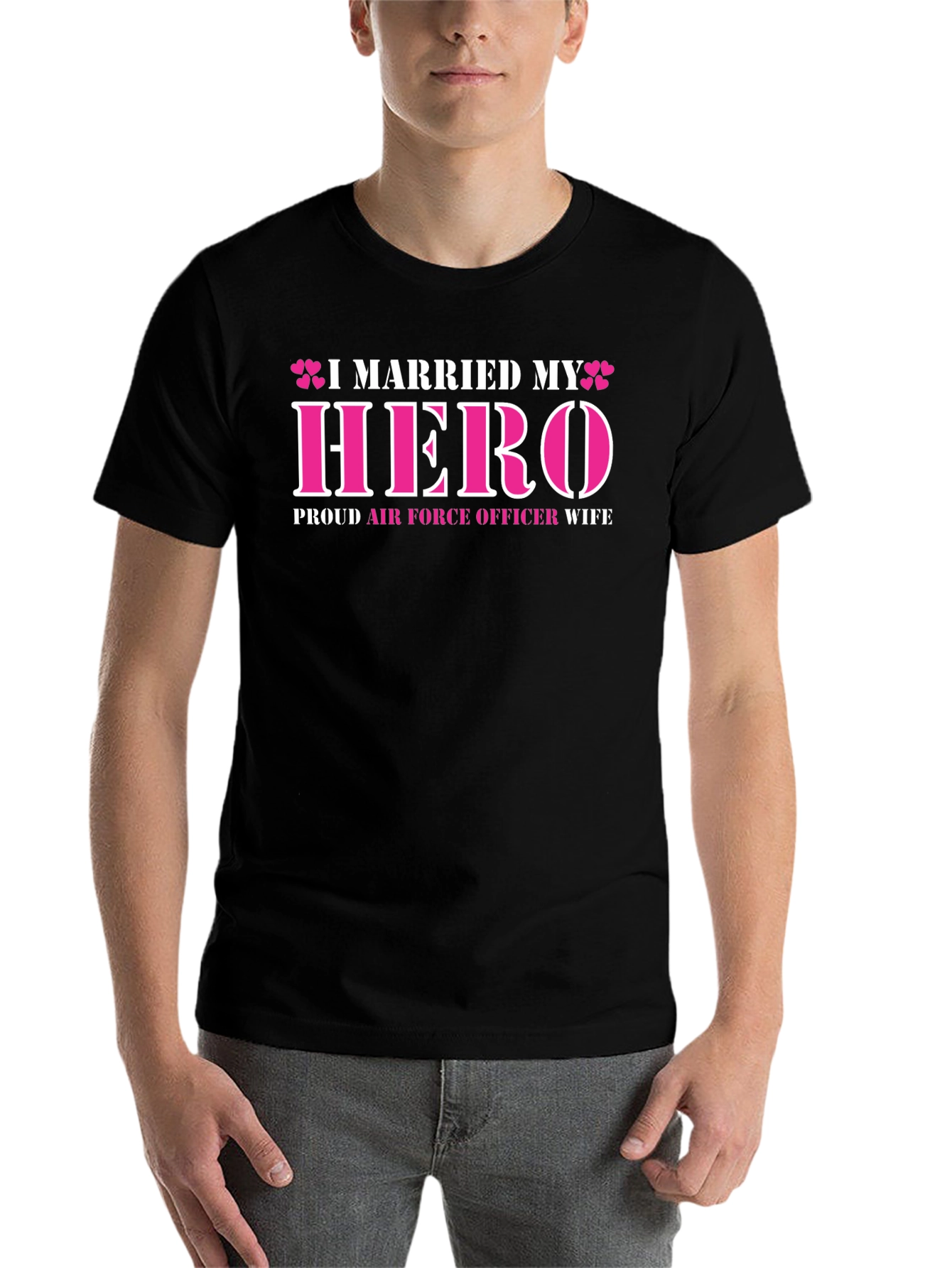 Black I Married My Hero - Air Force Wife T-Shirt view 7