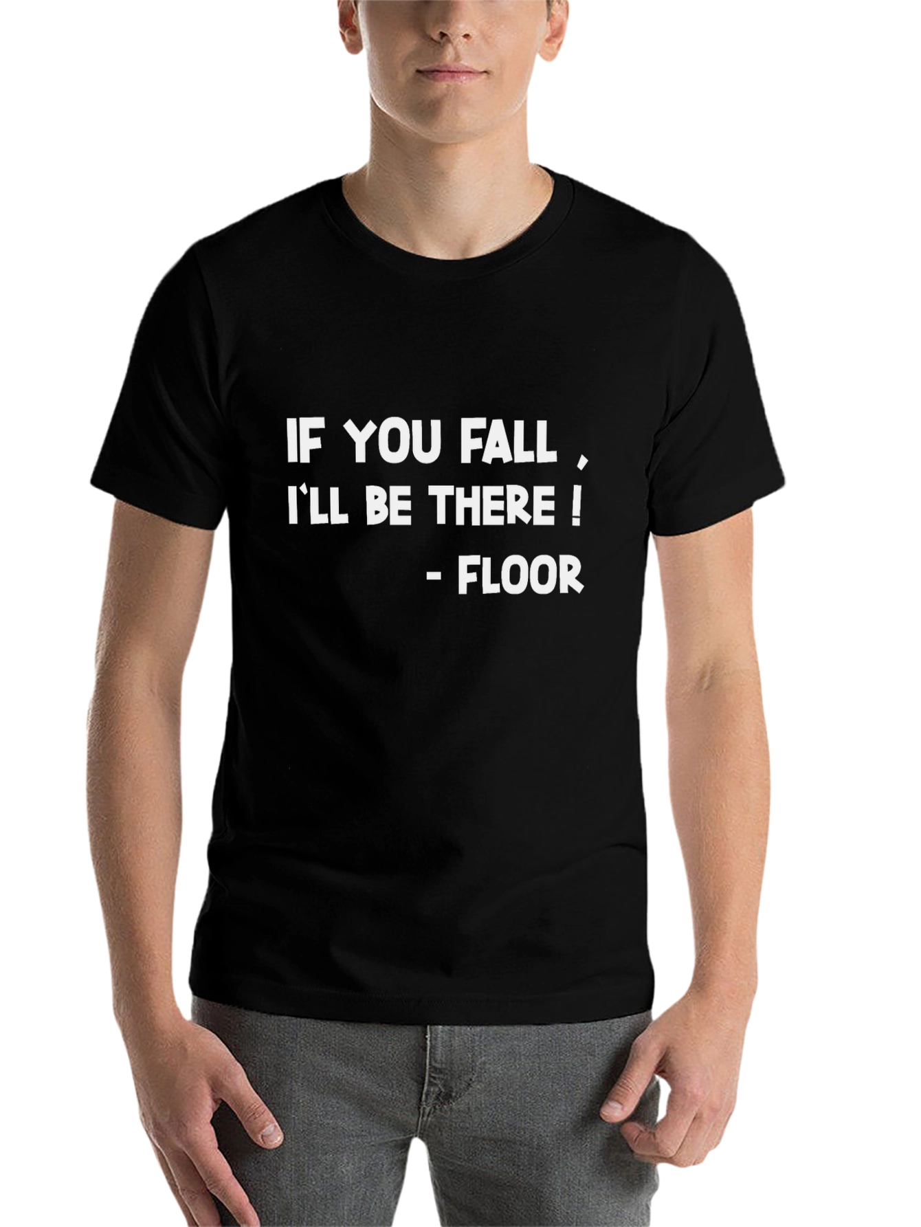 Black Funny "If You Fall" Black Cotton Graphic Tee view 7