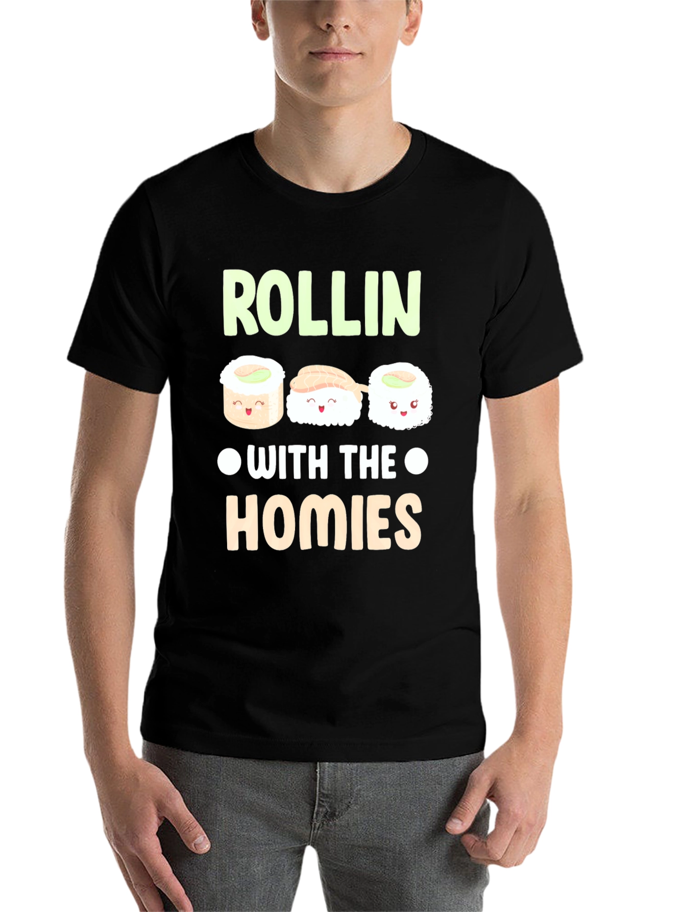 Black Rollin' with the Homies Sushi Graphic Tee view 7