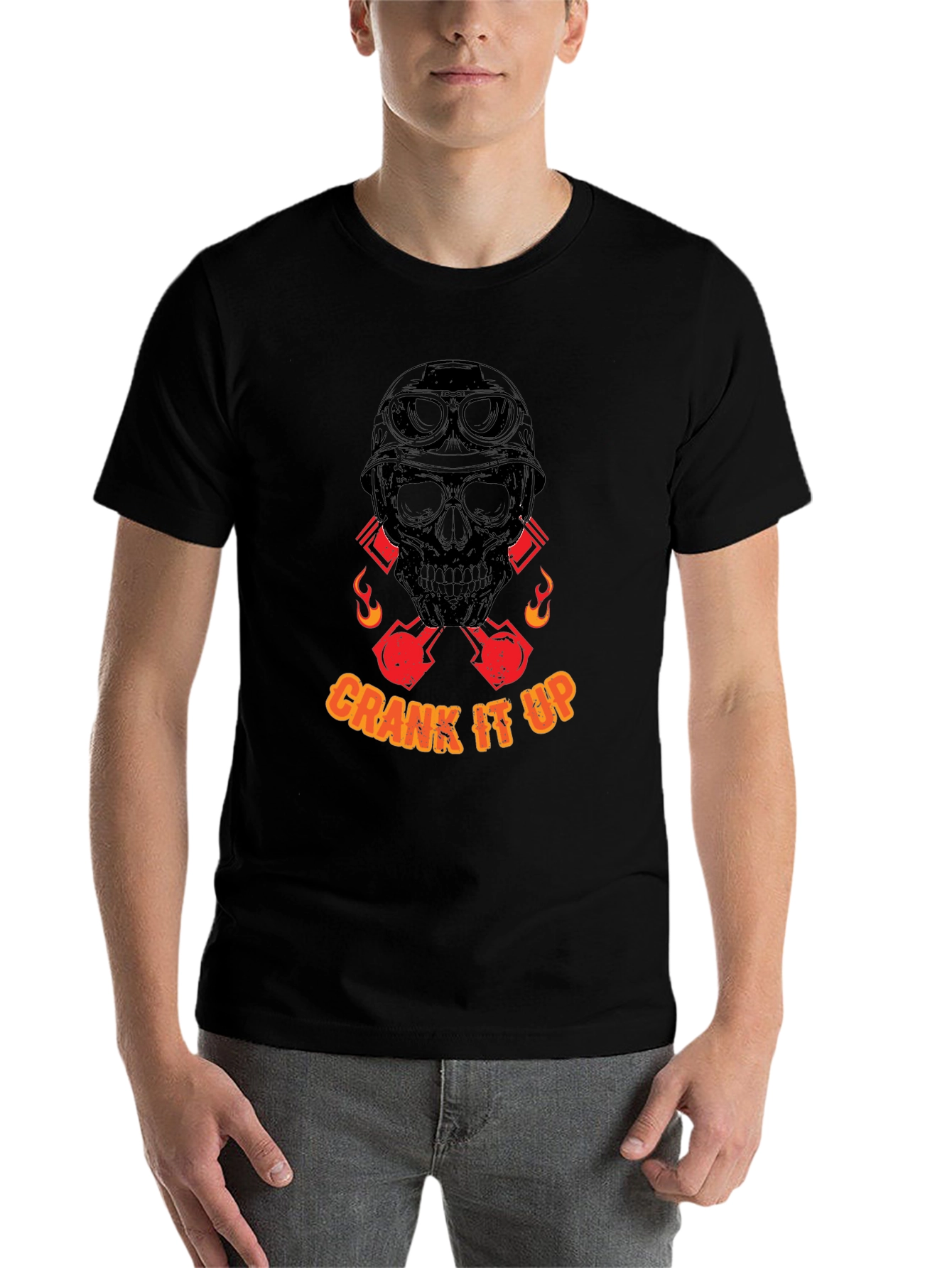 Black Crank It Up Skull Graphic T-Shirt - Black view 7