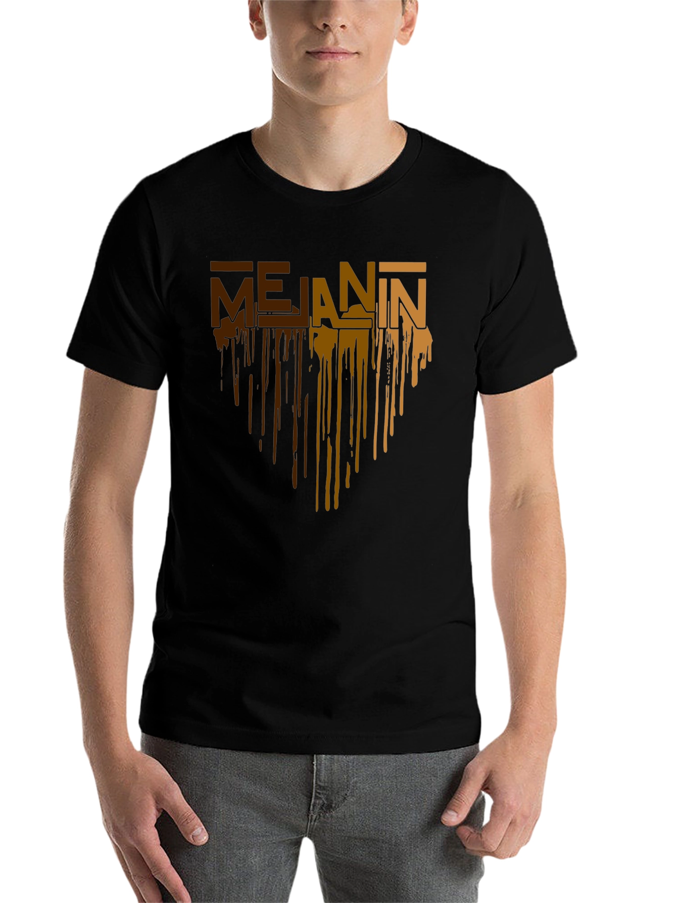 Black Melanin Drip Graphic T-Shirt - Black Cotton Tee view 7
