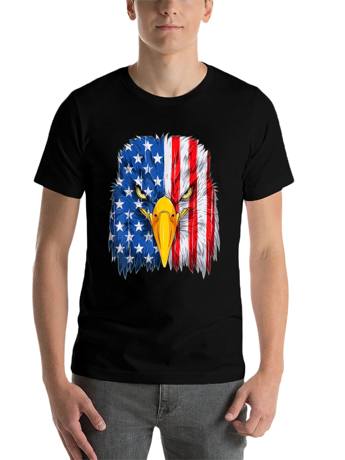 Black American Eagle Flag Graphic T-Shirt view 7