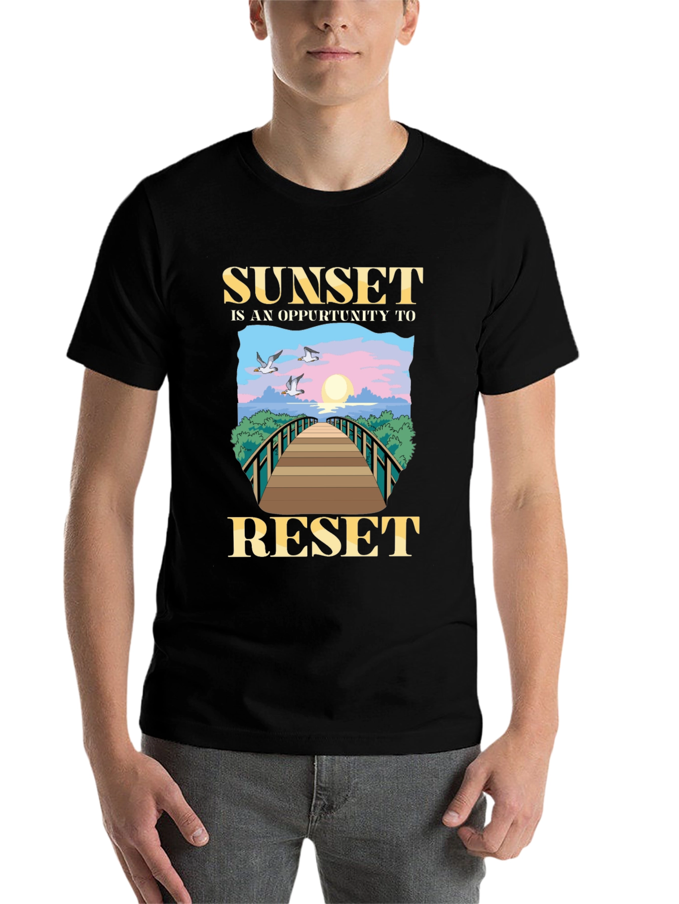 Black Sunset Reset Graphic Tee view 7