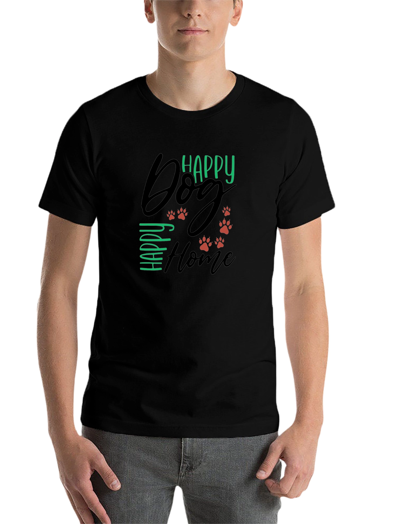 Black Happy Dog Happy Home Graphic Tee view 7